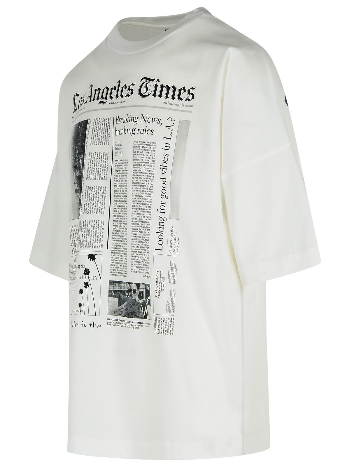 Palm Angels 'Paxlatime News' White Cotton T-Shirt Men - 2