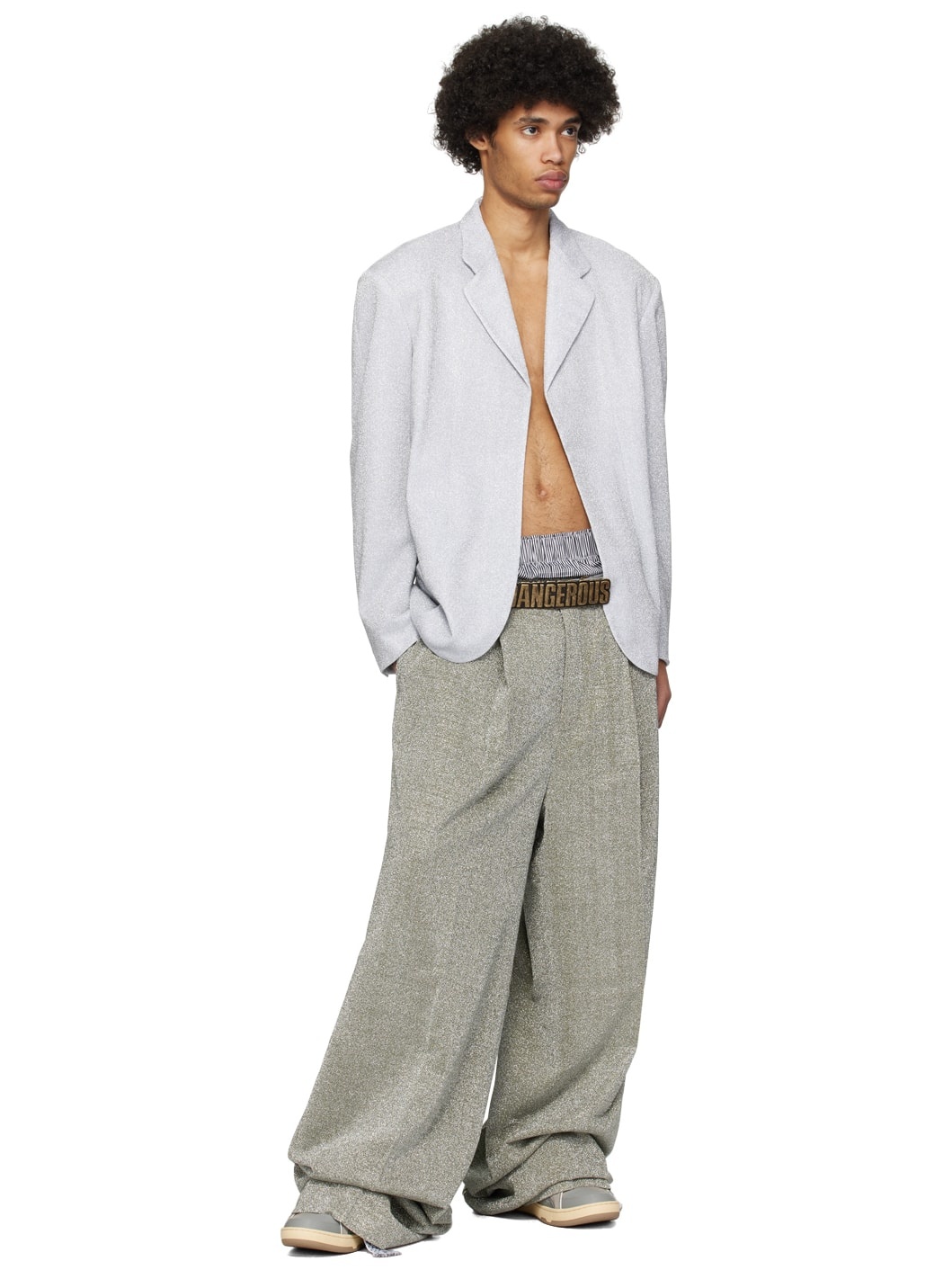 ERL Silver 'Dangerous' Belt | ssense | REVERSIBLE ERL Silver 'Dangerous' Belt | ssense | REVERSIBLE