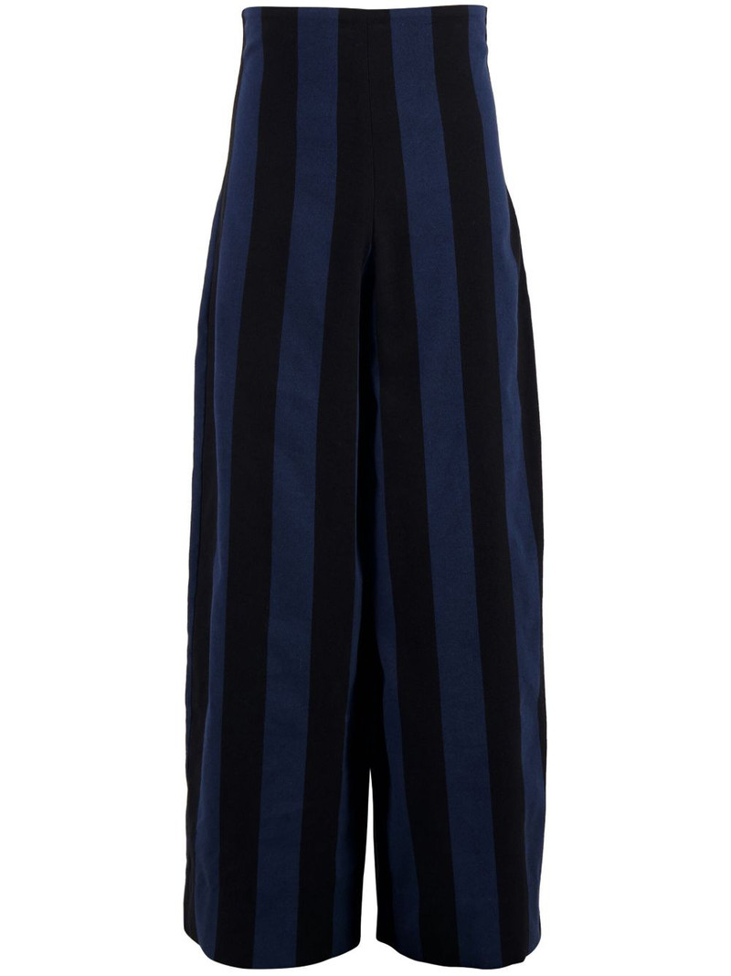 high-waisted striped cotton trousers 1