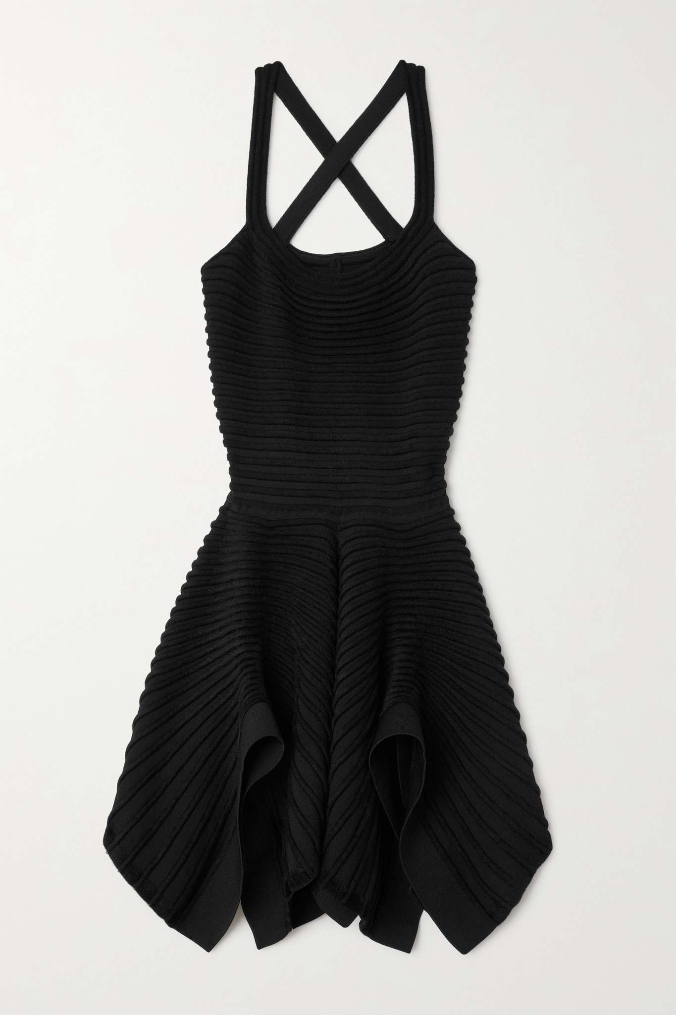 Asymmetric ribbed-knit mini dress - 1