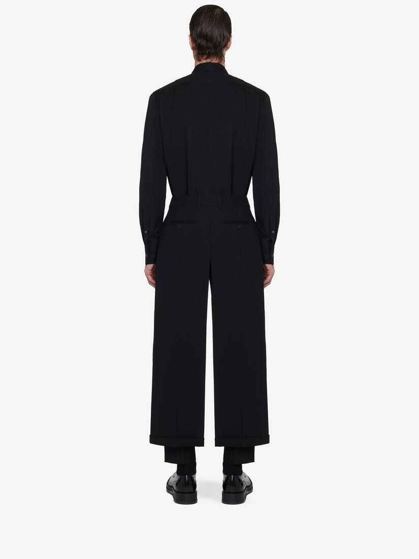 Men's Embroidered Collar Shirt in Black - 4