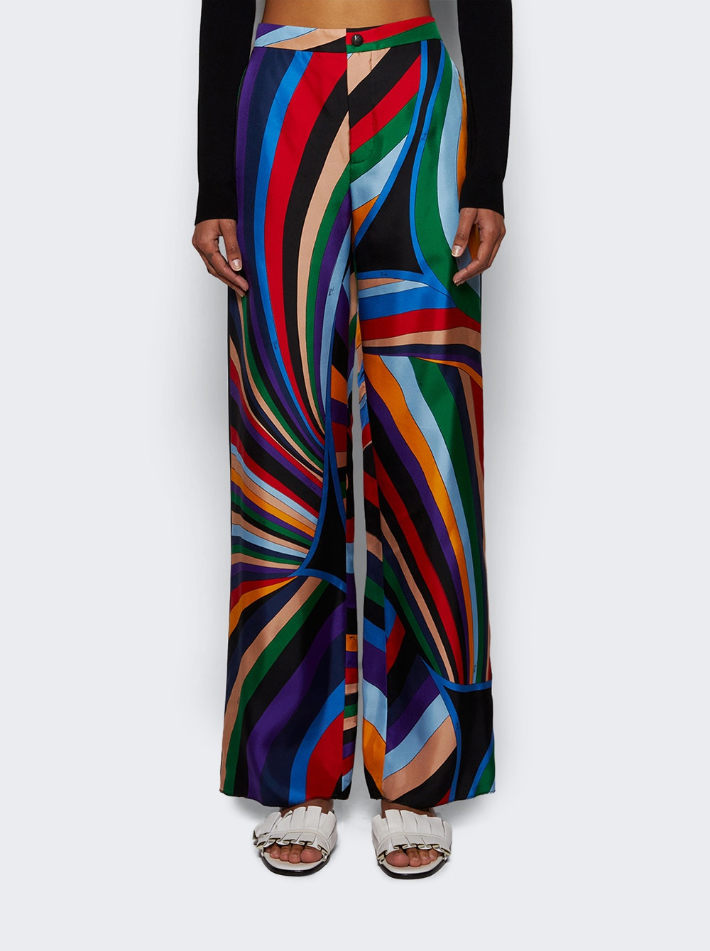Iride-print Silk Twill Trousers Multicolor - 3