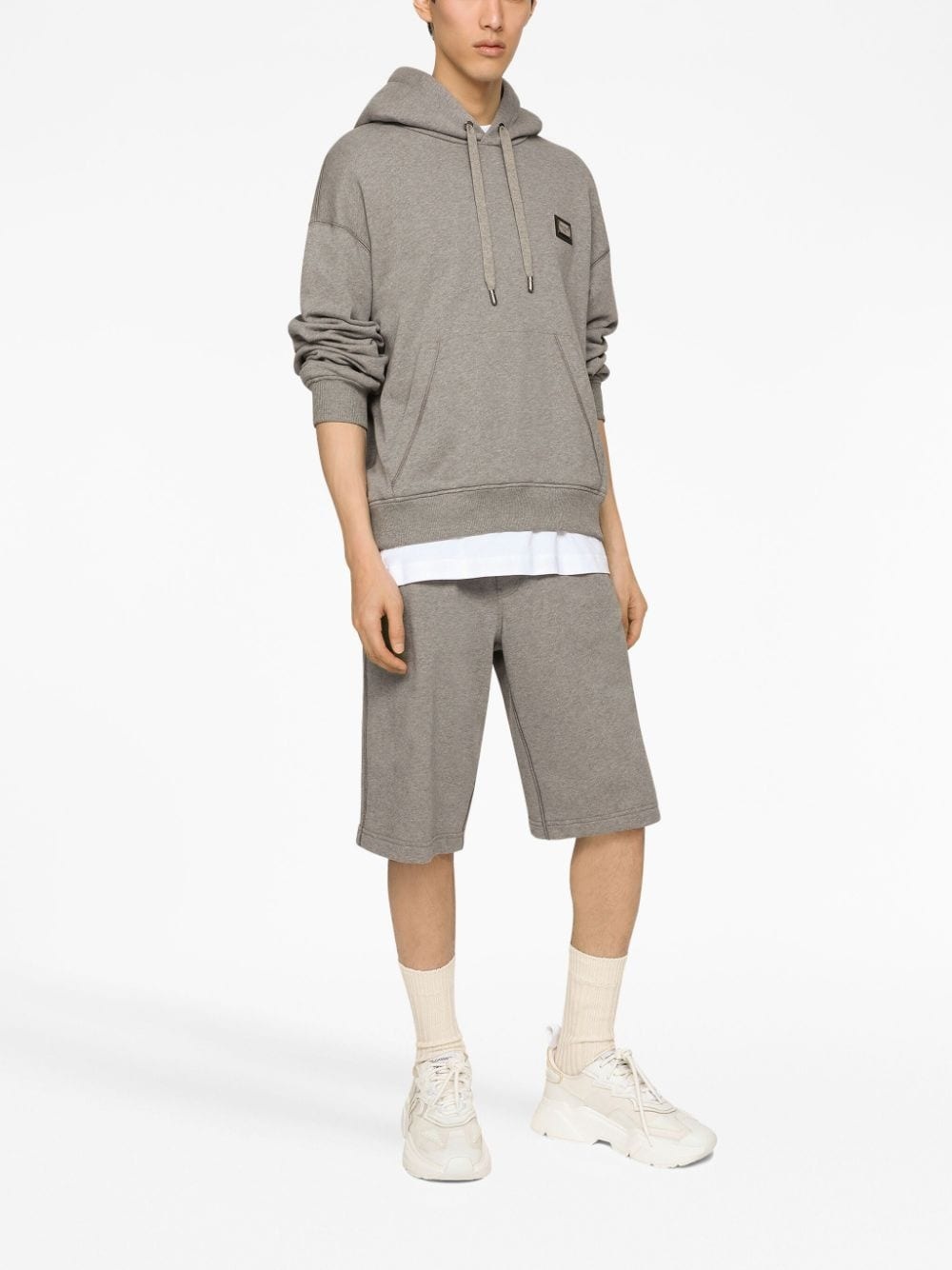 logo-patch cotton hoodie - 3
