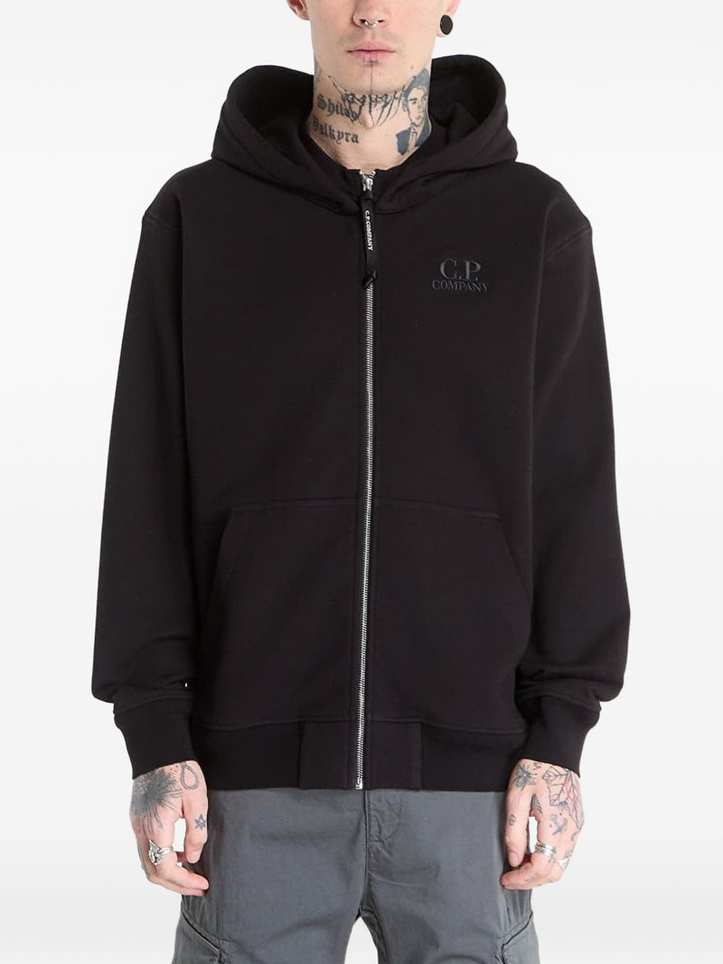 Diagonal Raised zip-up cotton hoodie 1