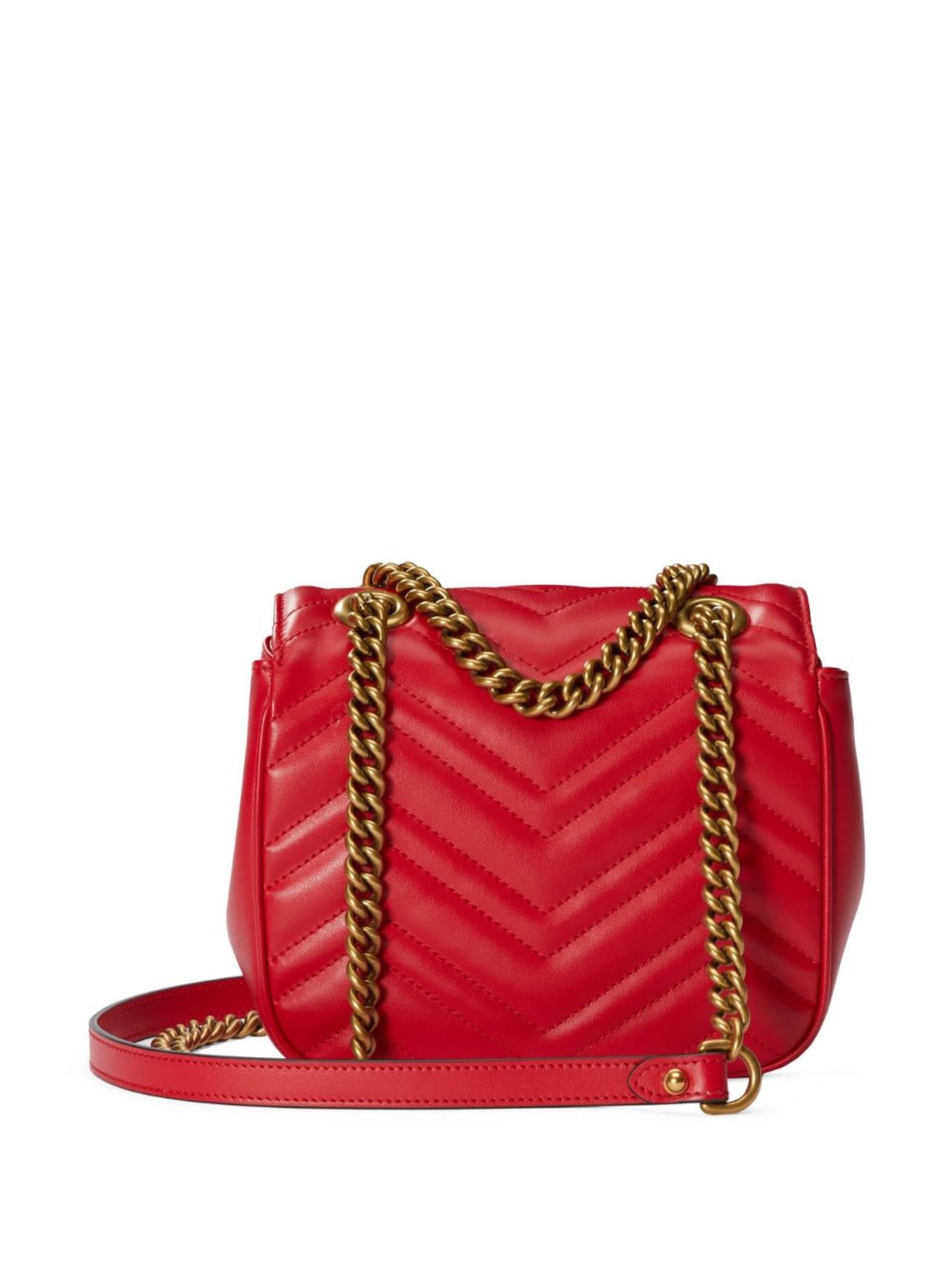 Red GG Marmont Mini Leather Shoulder Bag - 3