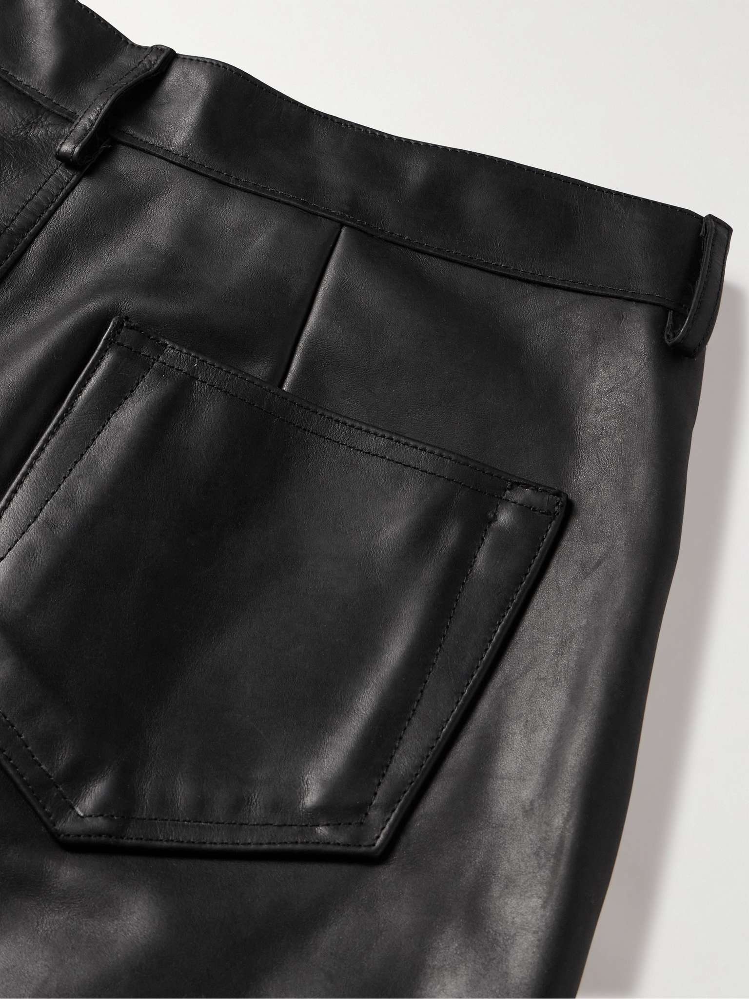 Geth Straight-Leg Oiled-Leather Jeans - 5