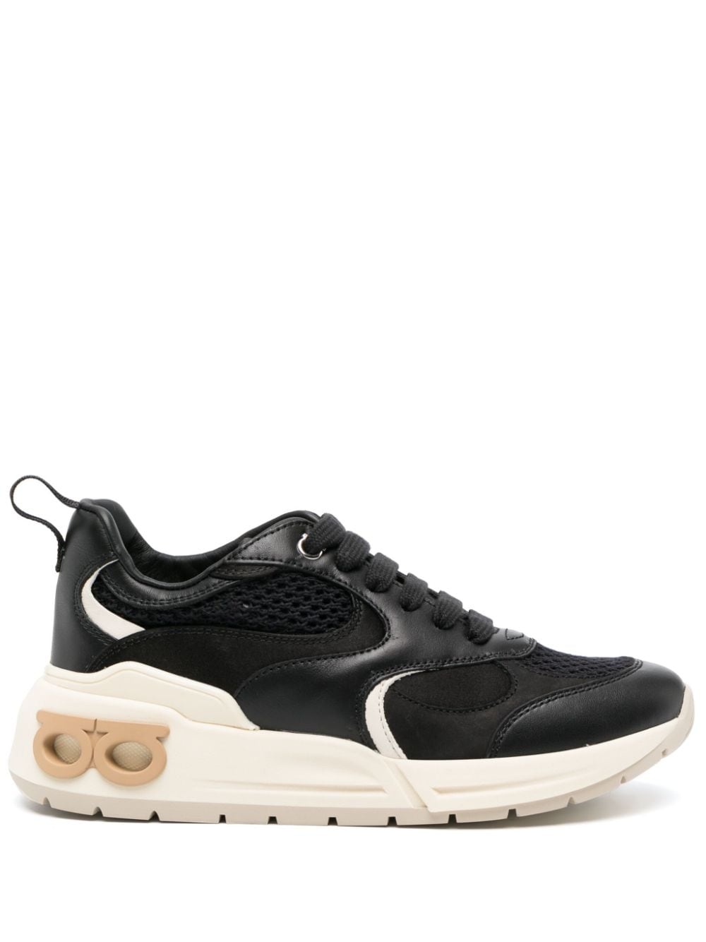 almond-toe panelled leather sneakers - 1