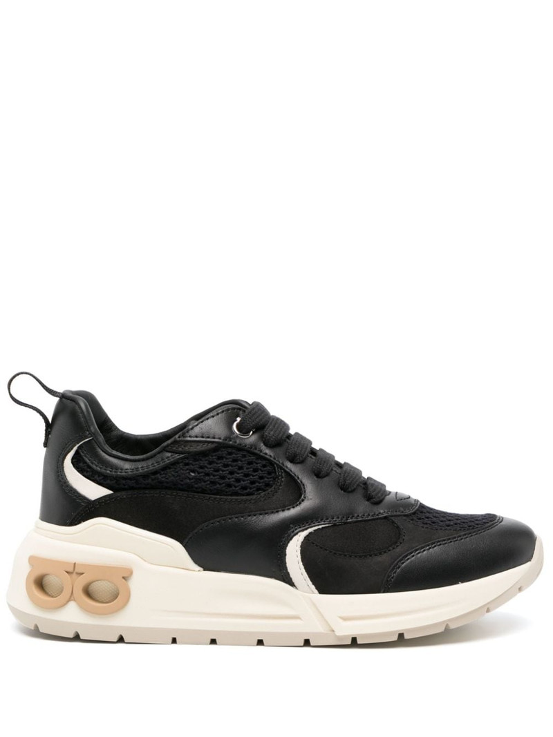 almond-toe panelled leather sneakers 1