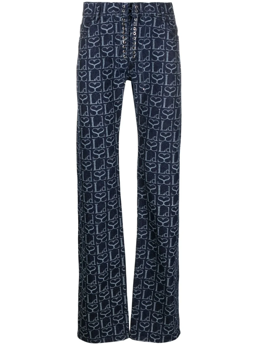 monogram-print straight-leg trousers - 1