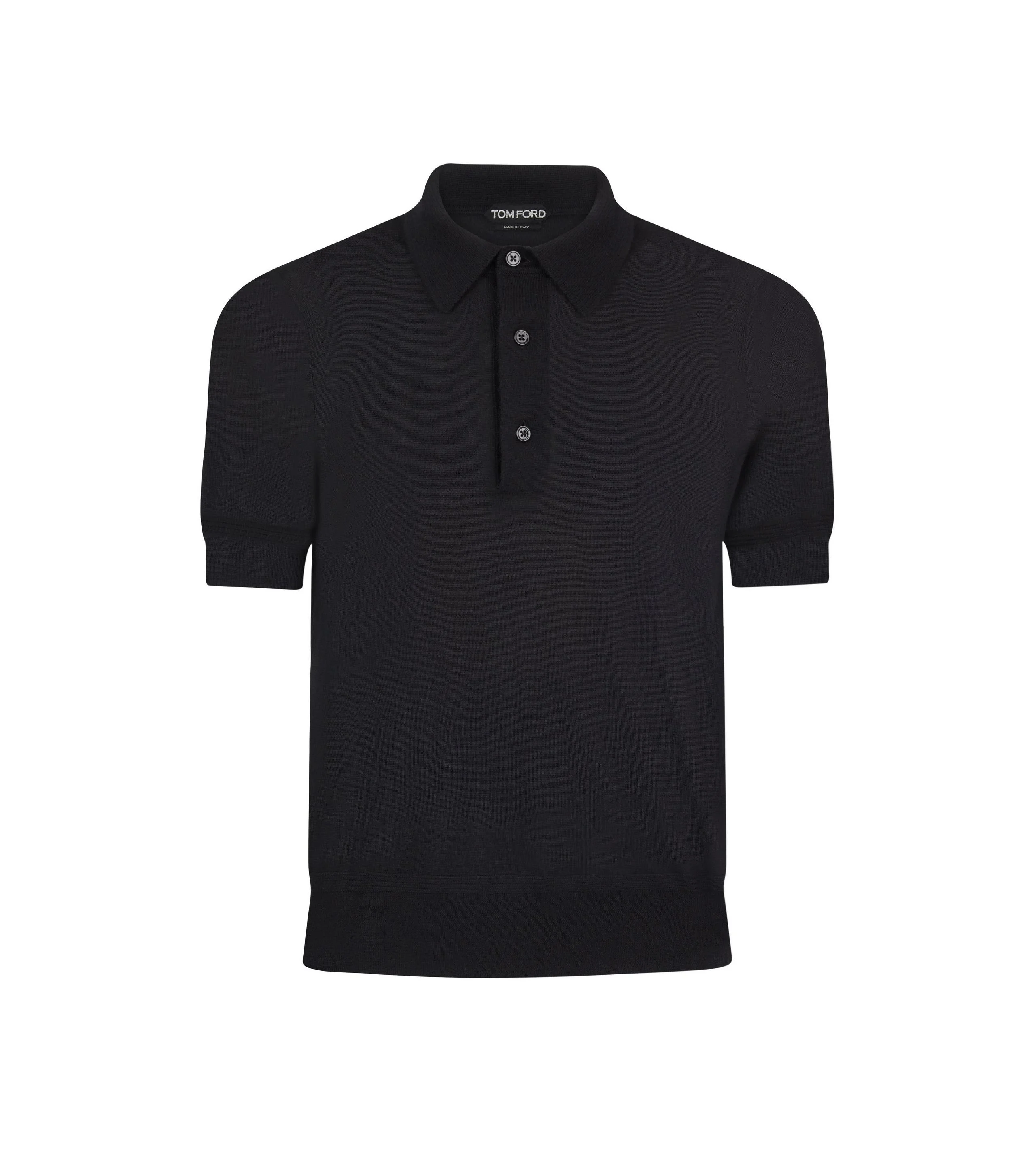 FINE GAUGE CASHMERE SILK KNIT POLO - 1