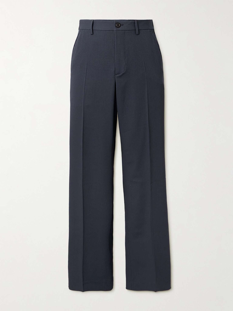 Straight-Leg Pleated Wool Trousers 1