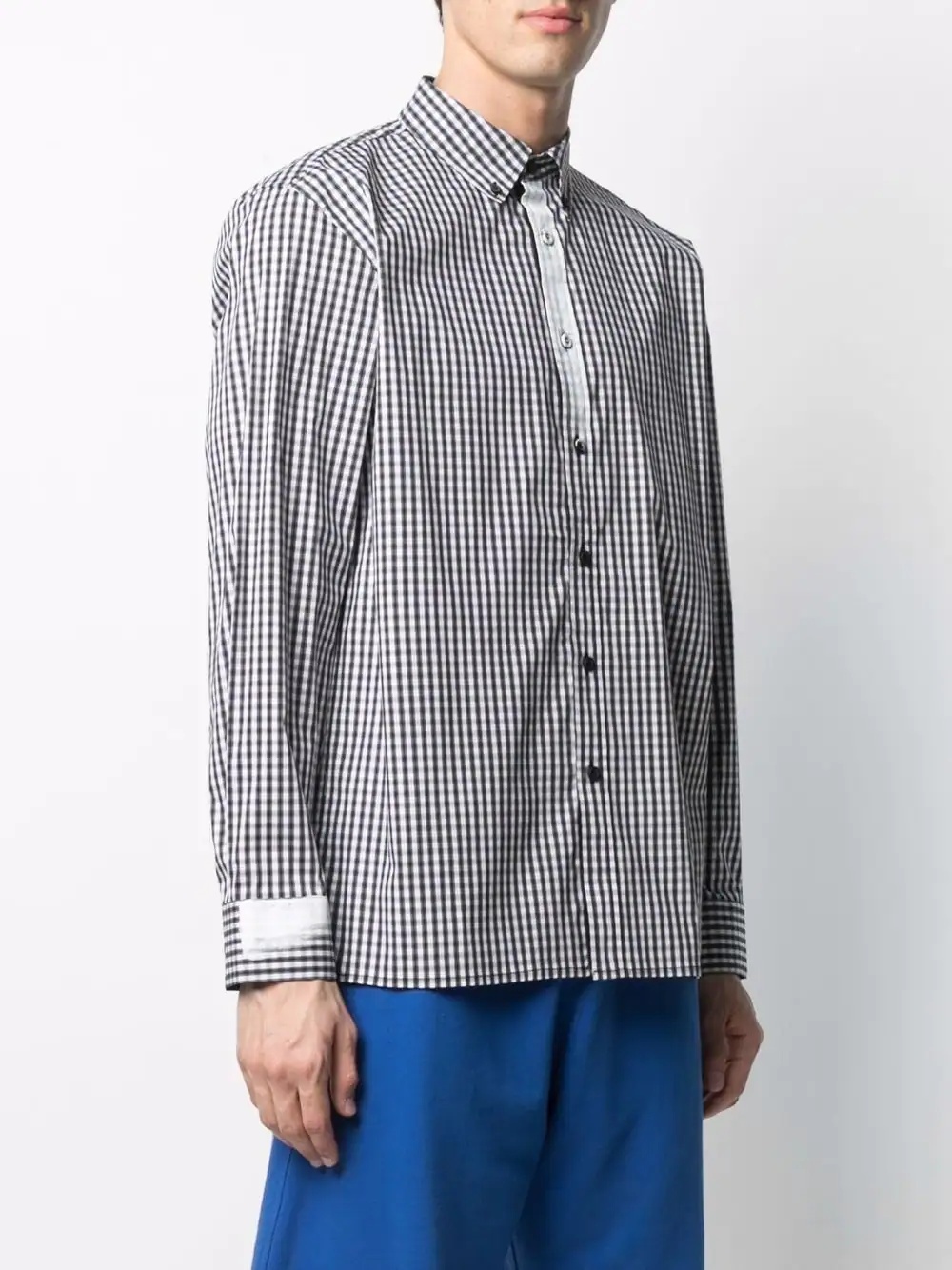 gingham-check cotton-blend shirt - 4