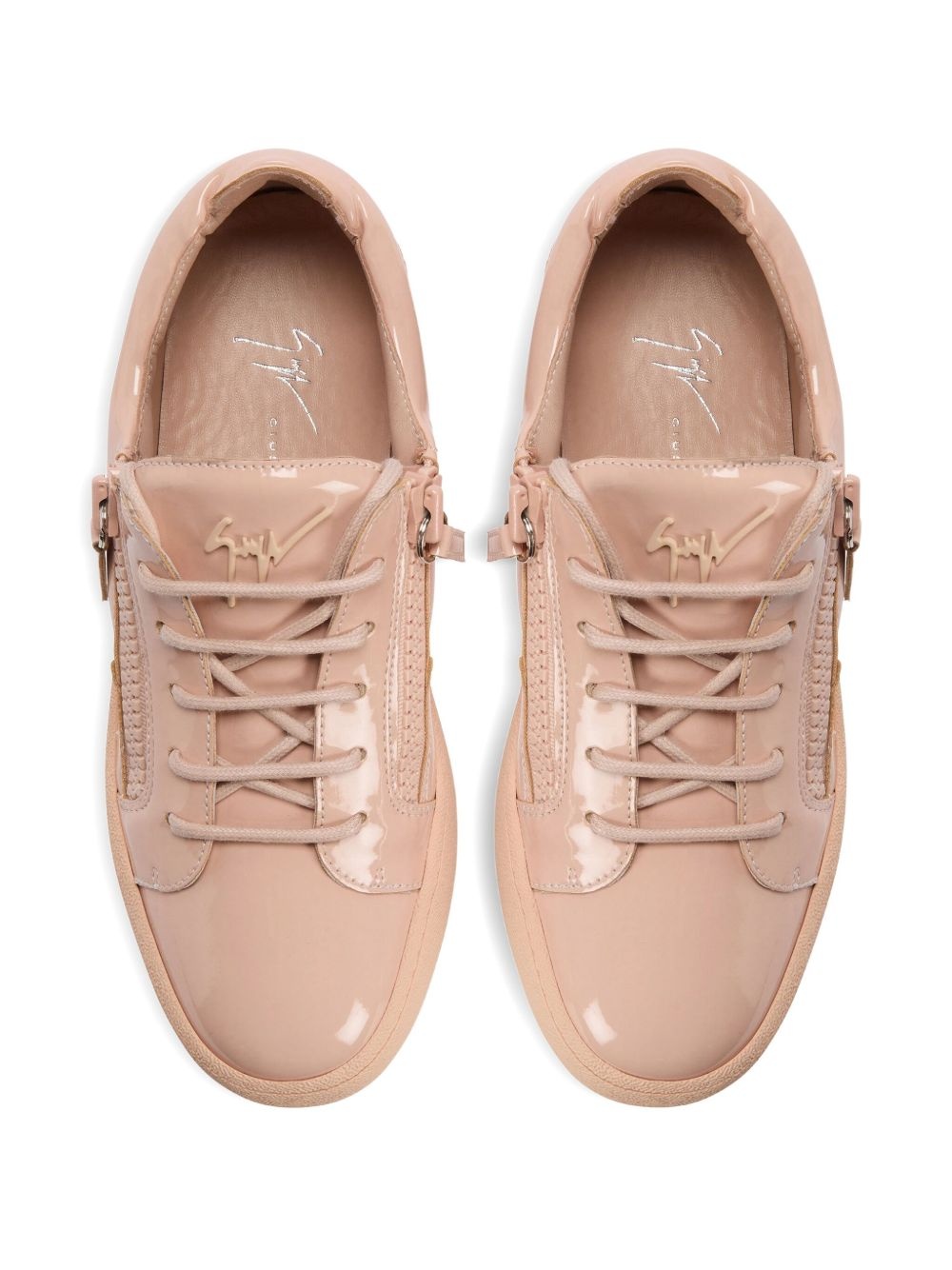 Gail patent-leather zip-detail sneakers - 4