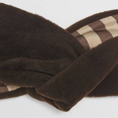 Burberry Check Detail Shearling Headband outlook