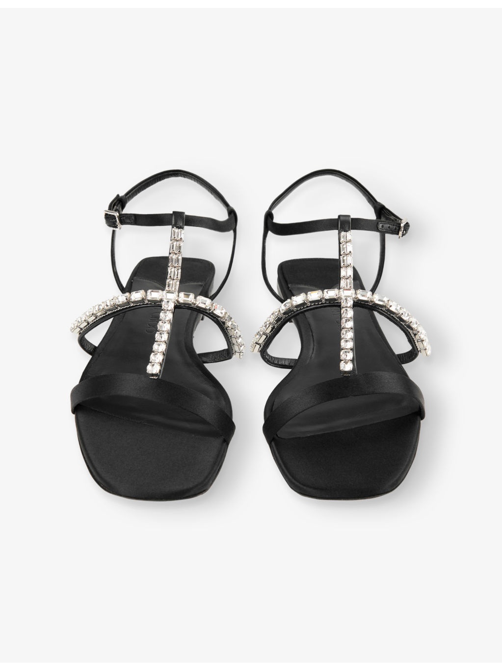 Gwyn Crystal-Embellished Flat Satin Sandals - 2