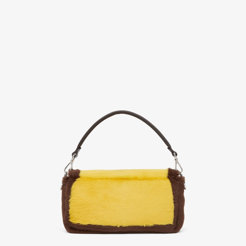 Re-Edition bag in yellow and dark brown sheepskin 3