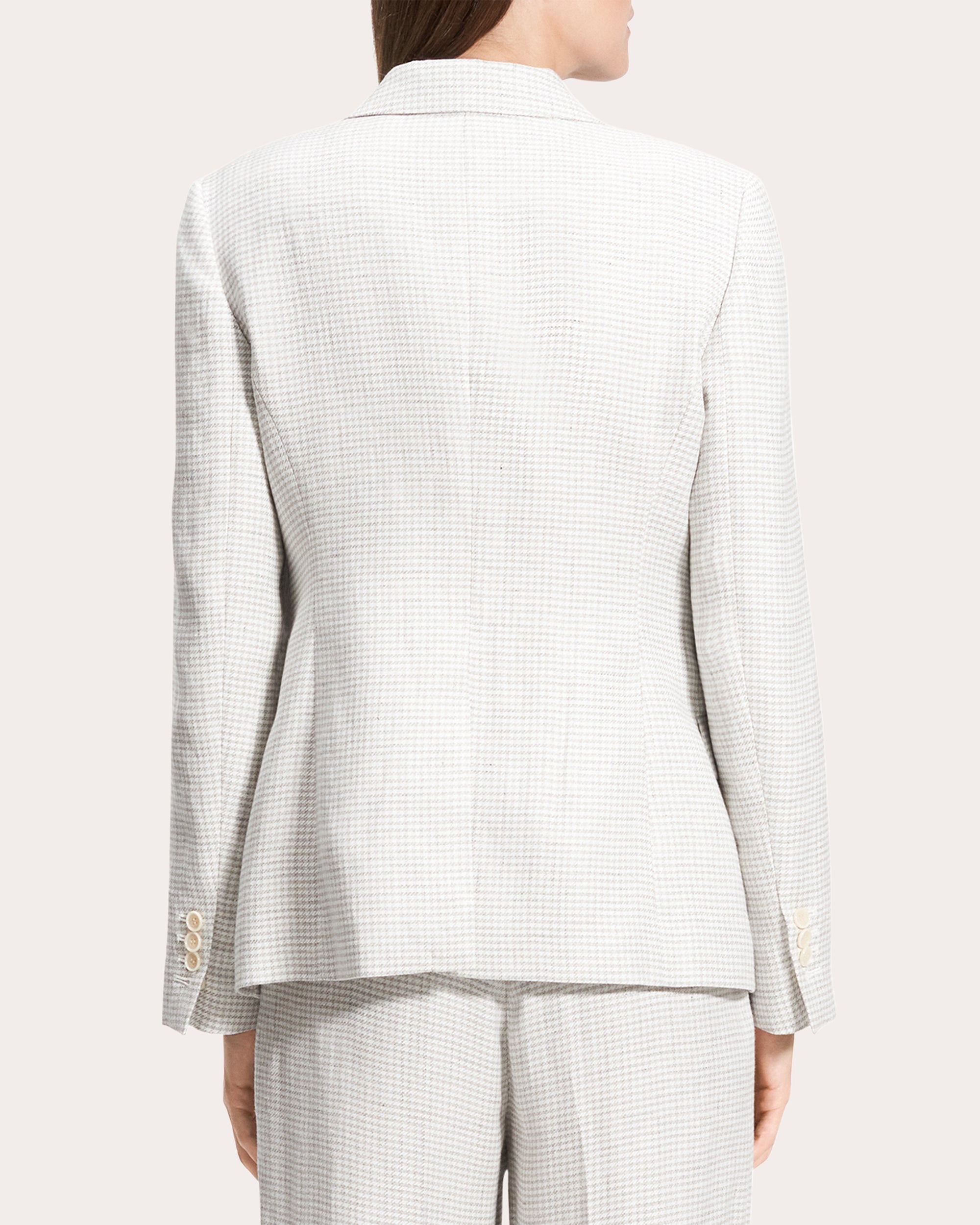 Houndstooth Linen Slim-Fit Blazer - 3
