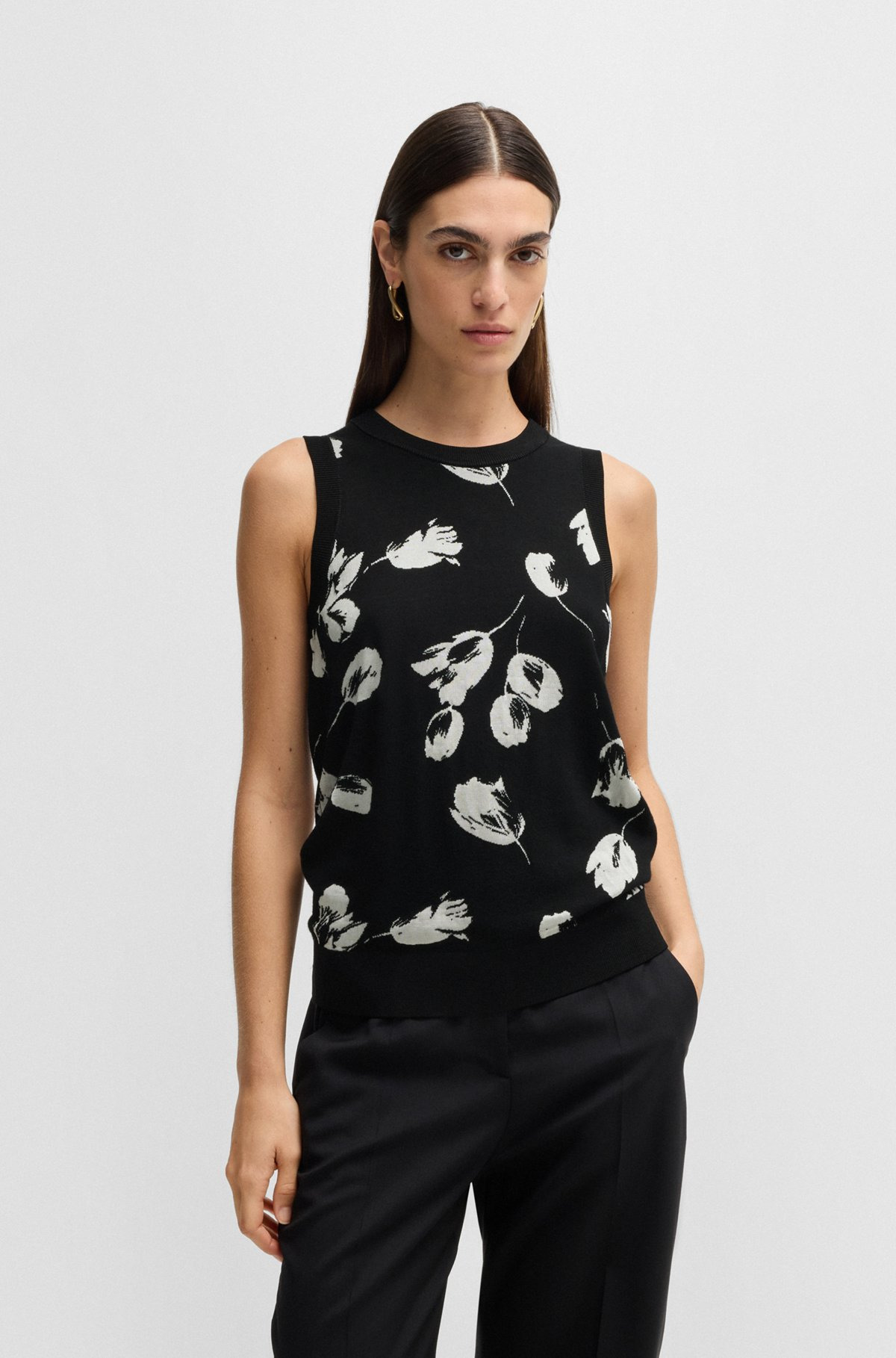 MERINO WOOL KNITTED TOP WITH TULIP JACQUARD - 2