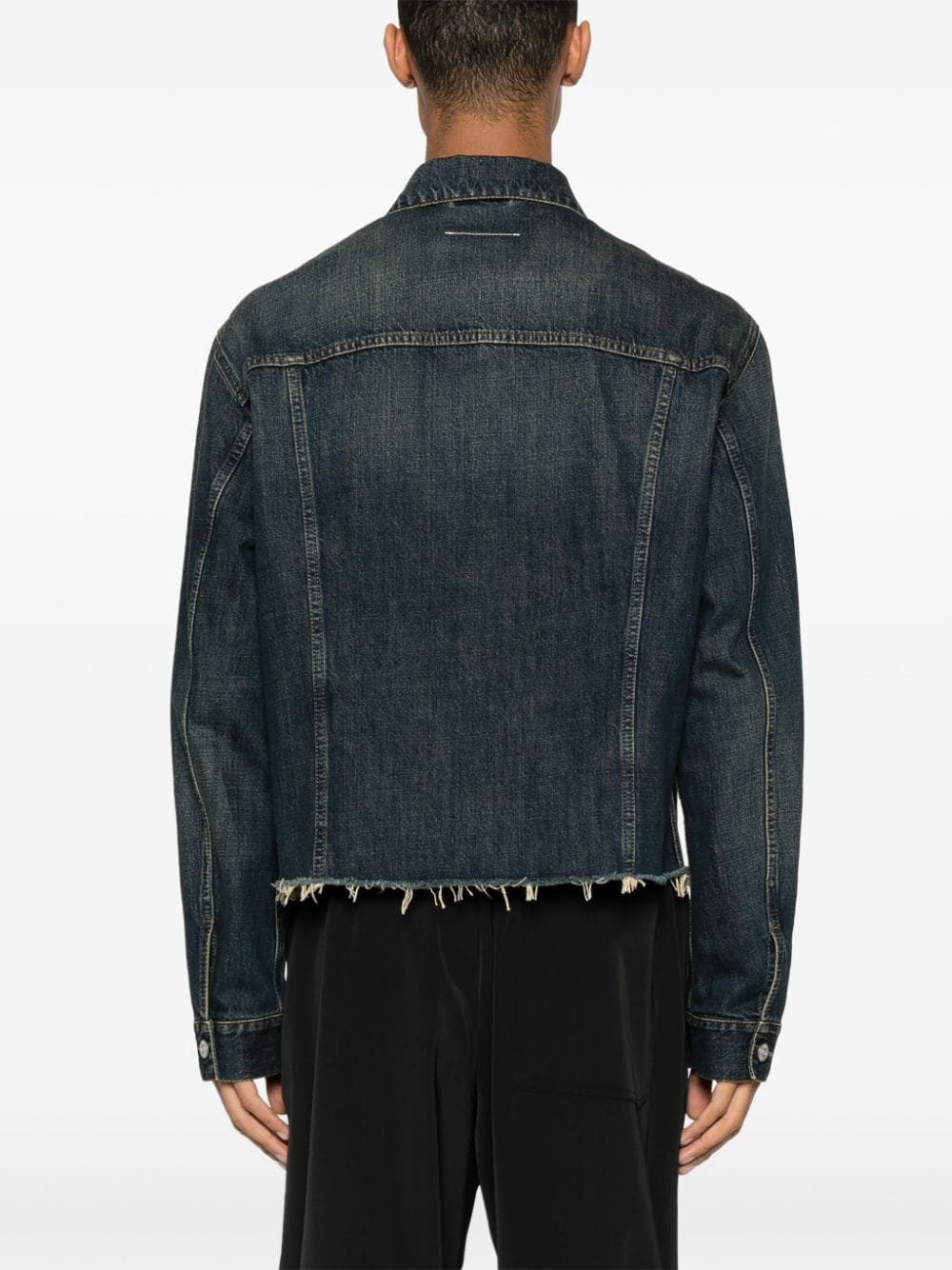 frayed-hem denim jacket - 4