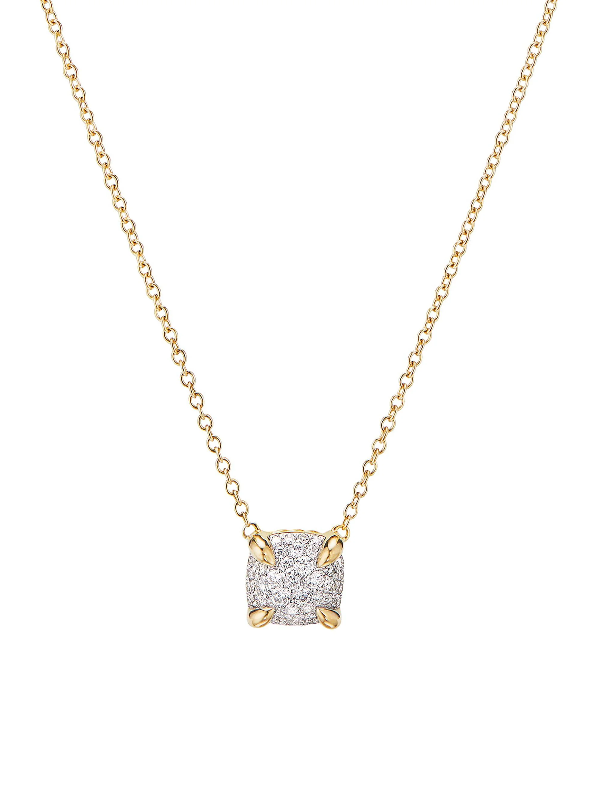 Women's Chatelaine Pendant Necklace in 18K Yellow Gold with Full Pav & eacute Diamonds - Diamond - 1