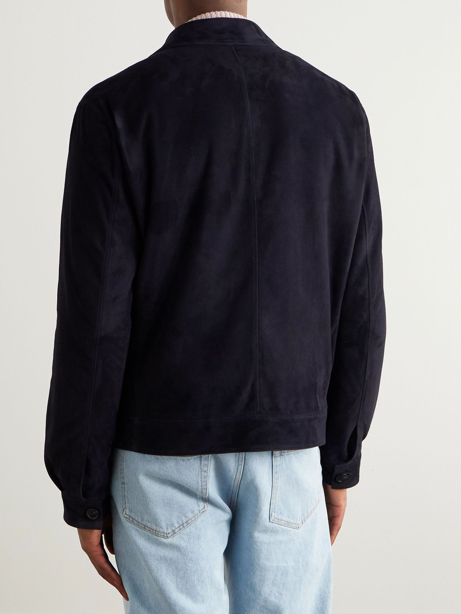 Suede Bomber Jacket Navy - 4