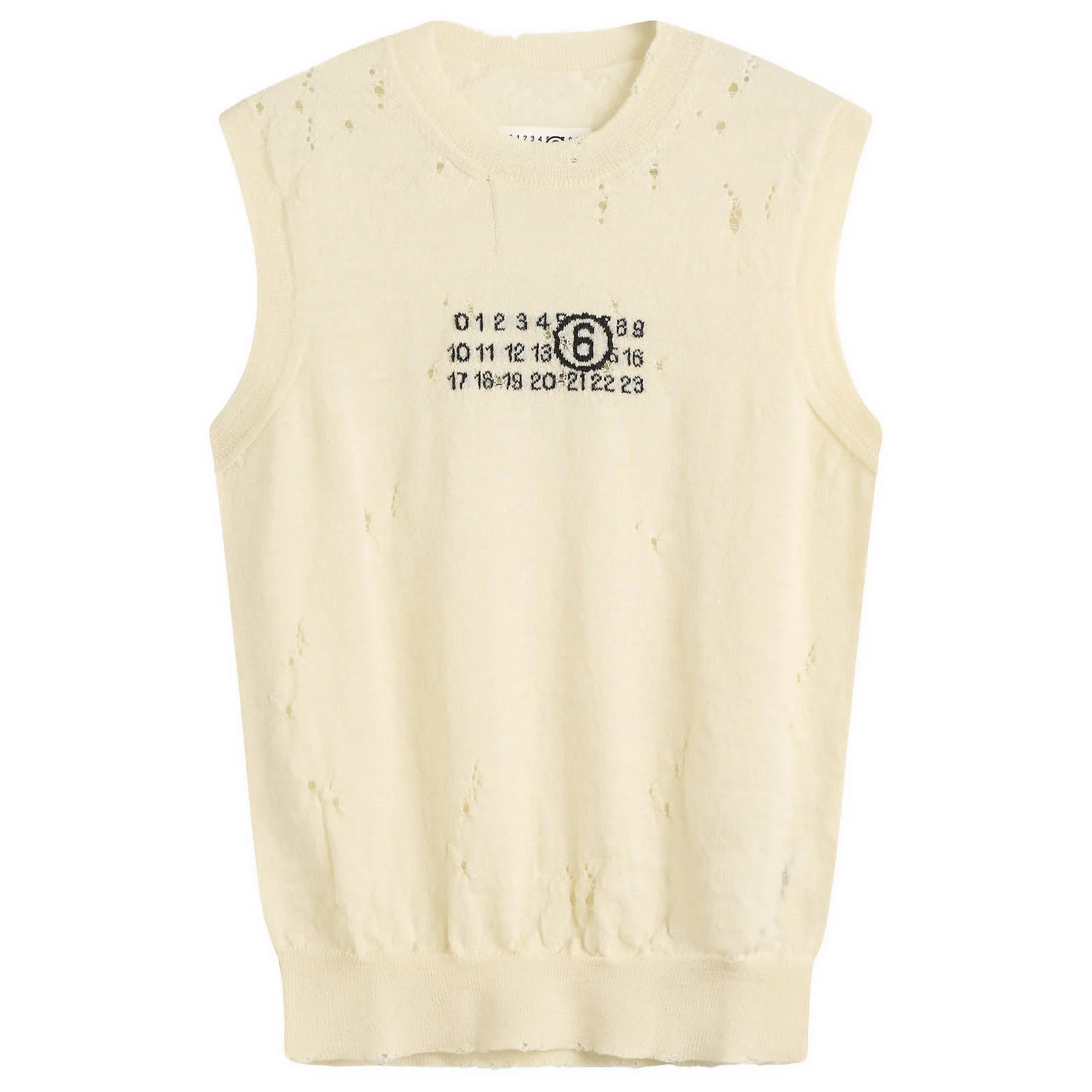 MM6 Maison Margiela Numbers Logo Distressed Knitted Vest - 1
