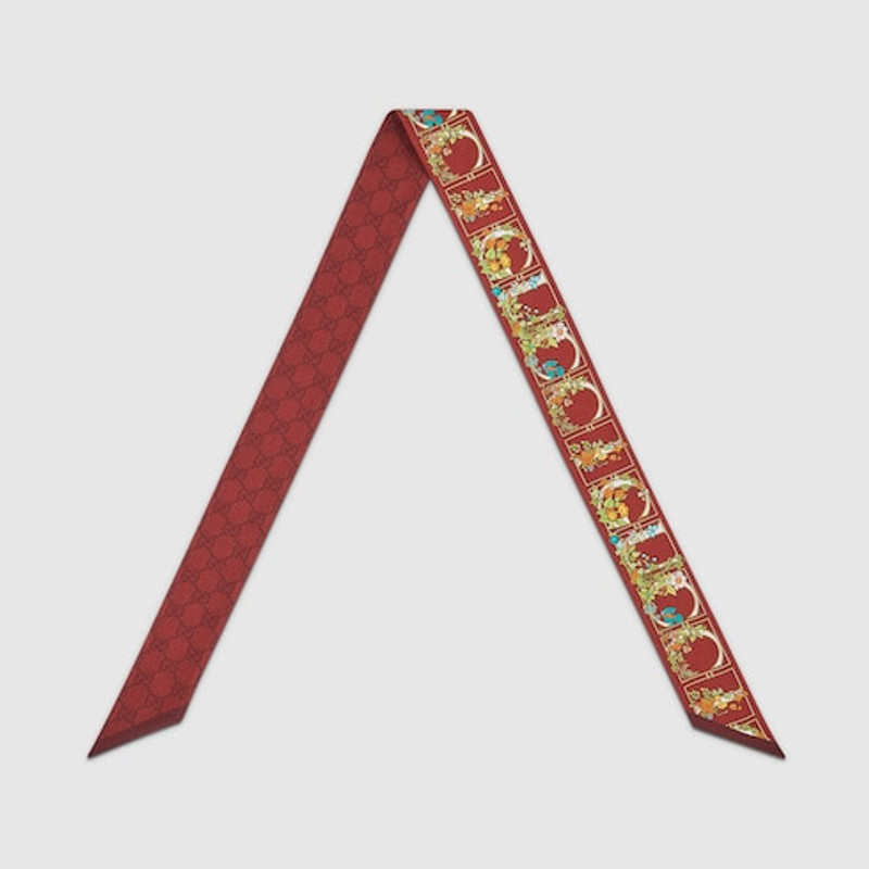 GUCCI Printed silk twill neck bow outlook