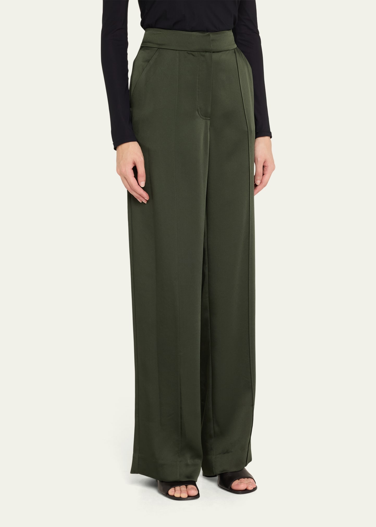 Kyra Wide-Leg Satin Pants - 4