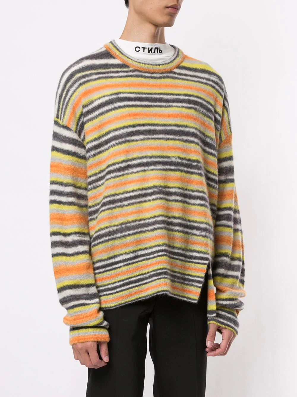 split-hem striped sweater - 3