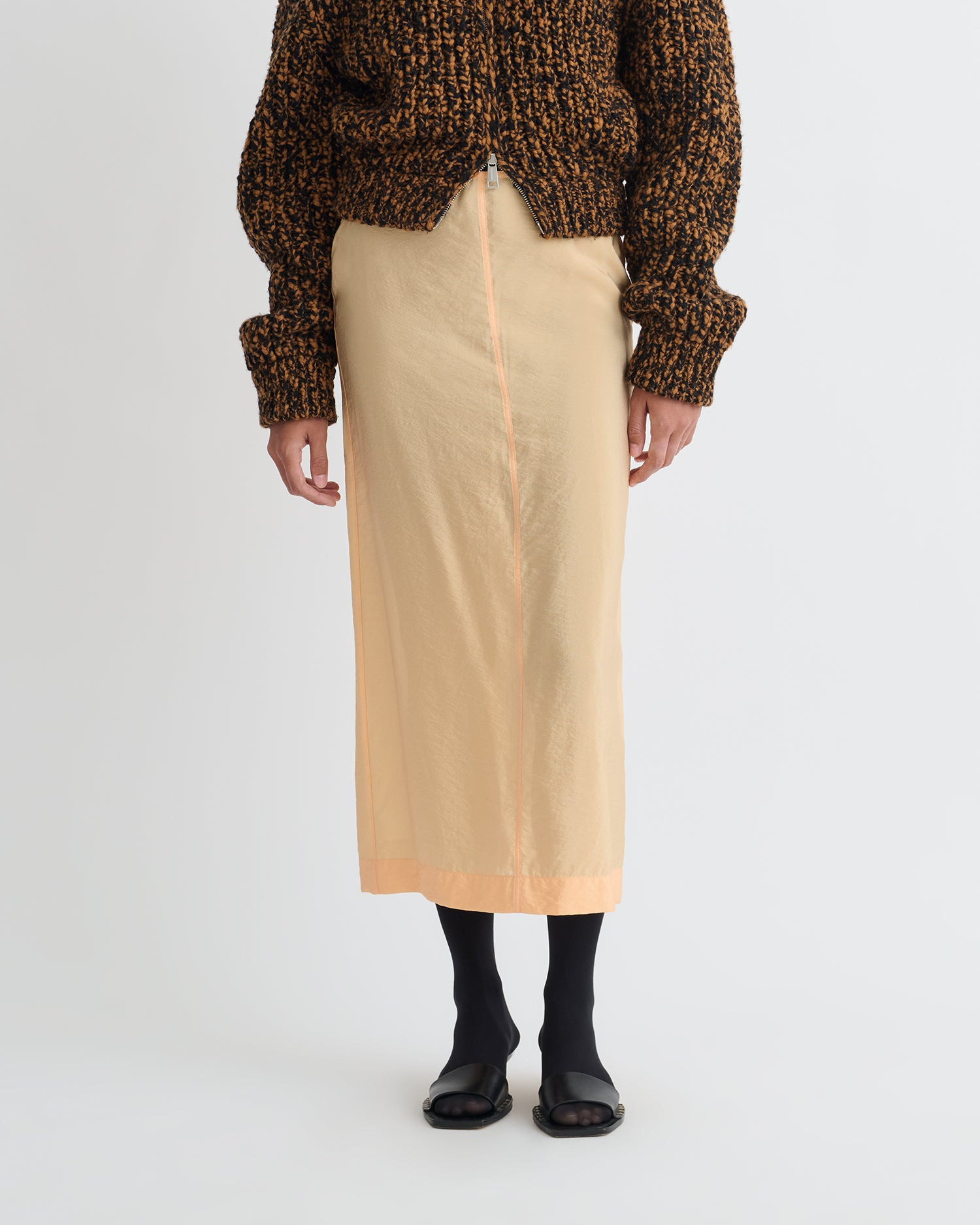 Crepe Organza Mid-Length Skirt - 4