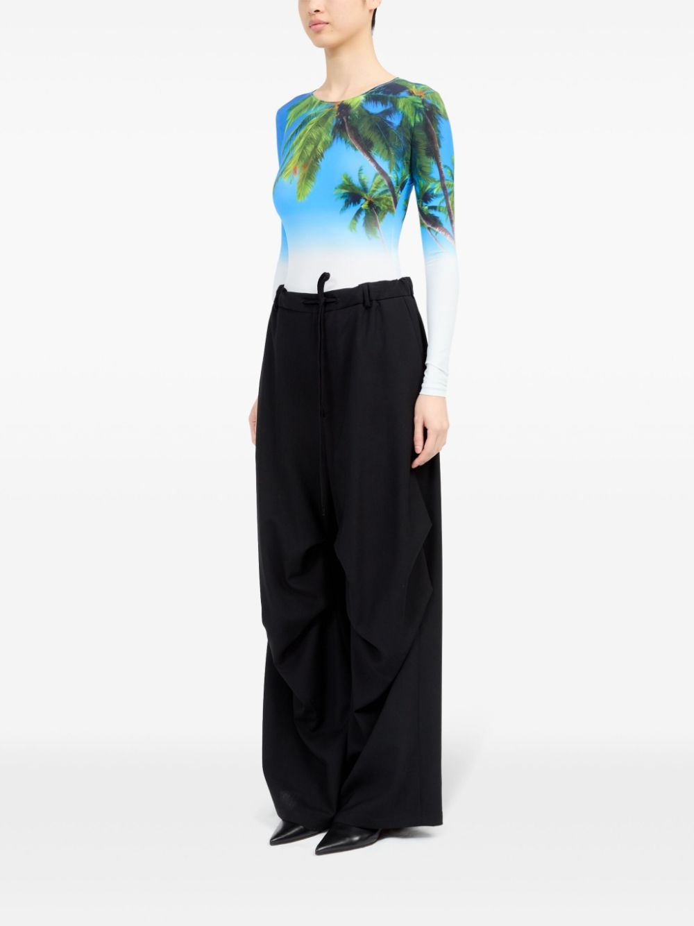single-stitch logo flared trousers - 5