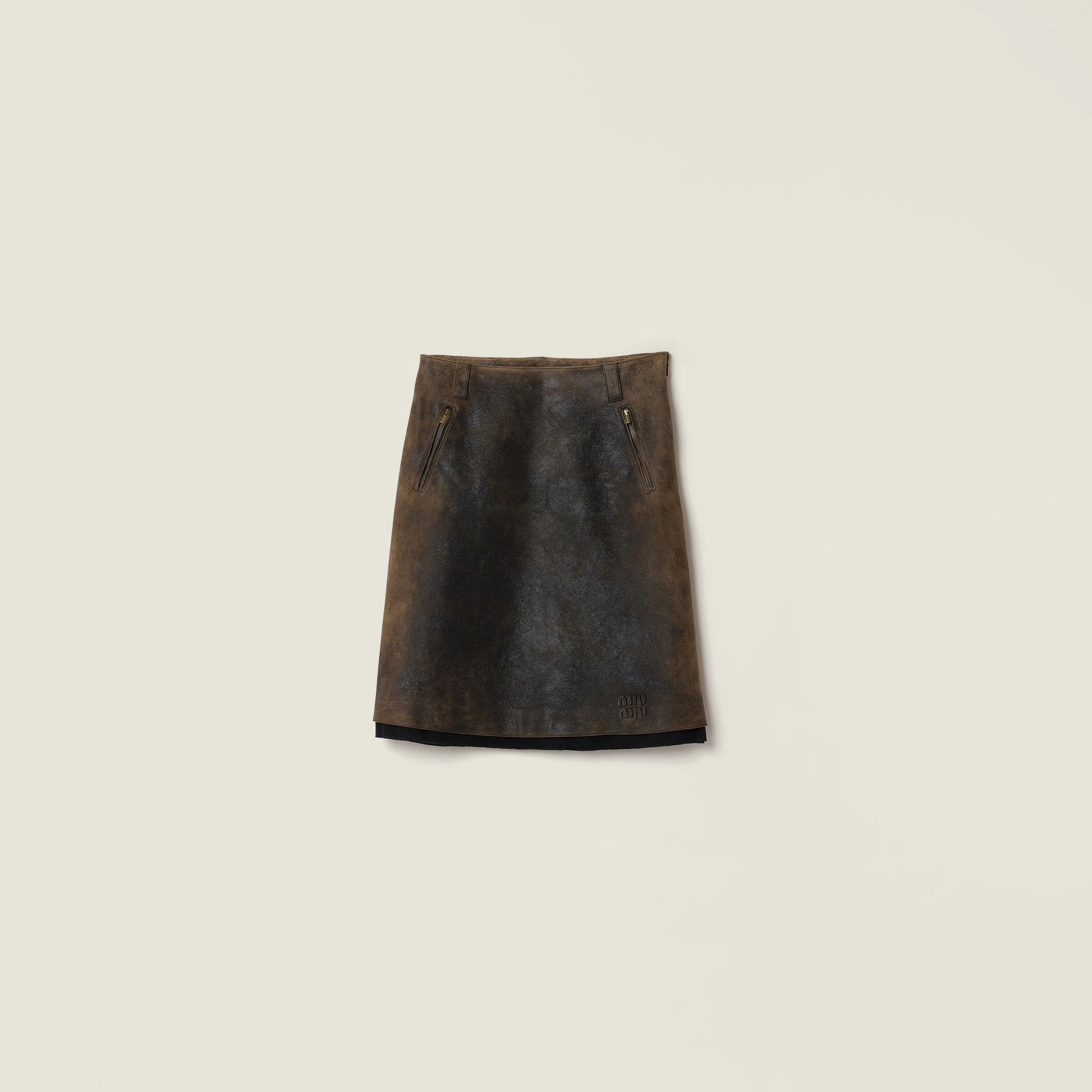 Waxed suede leather skirt - 1