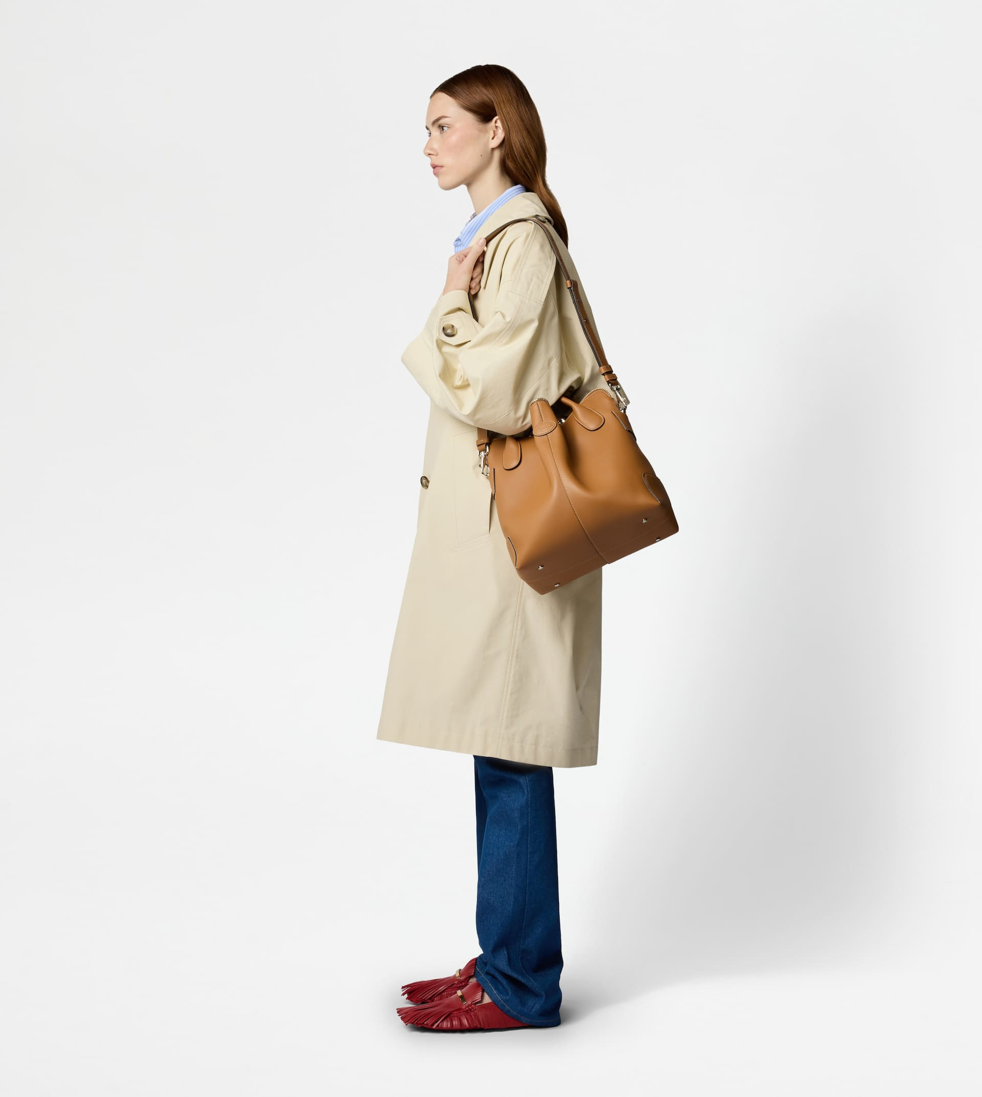 TOD'S DI BAG SWING IN LEATHER MEDIUM - BROWN - 11