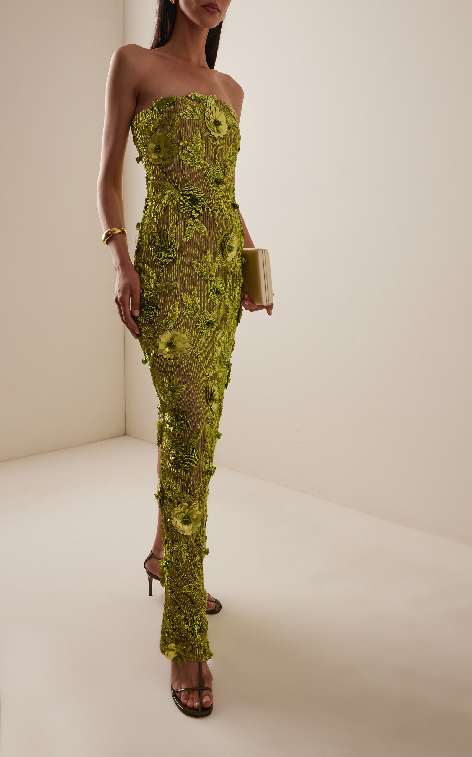 Pierre Embellished Gown lime green - 2