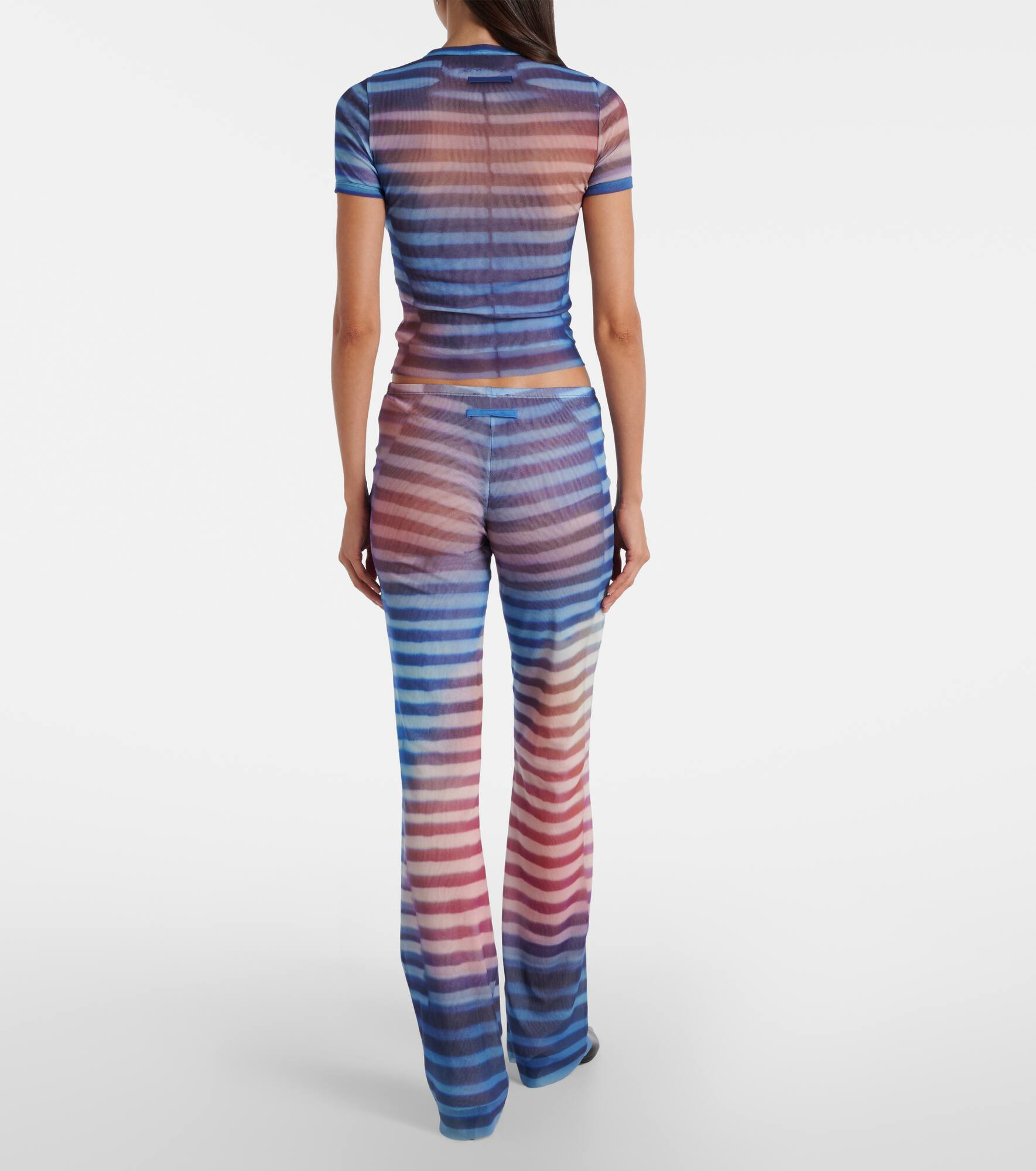 Printed striped mesh T-shirt - 3