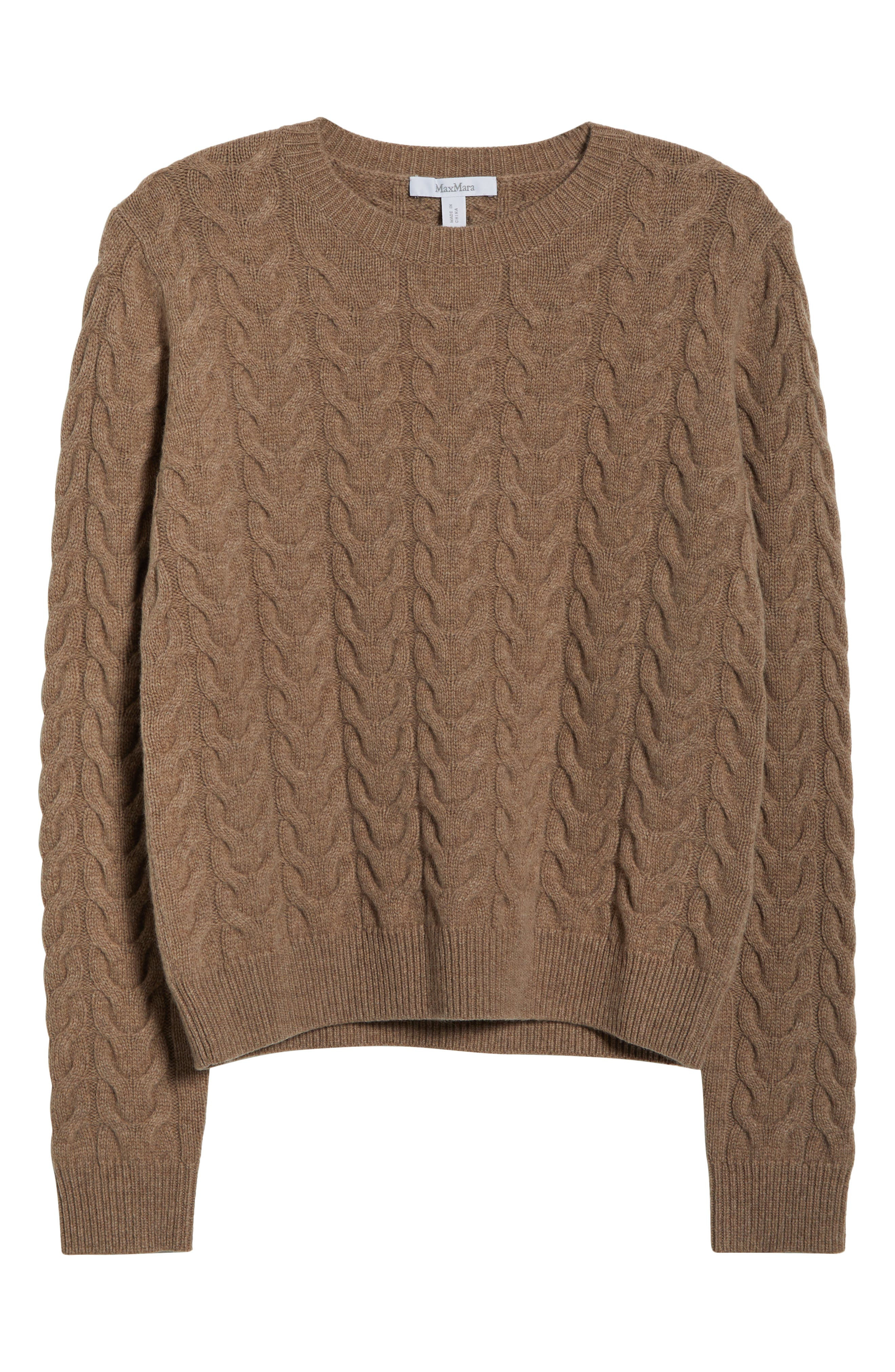 Max Mara Aramis Cashmere Cable Knit Sweater in Camel at Nordstrom - 5