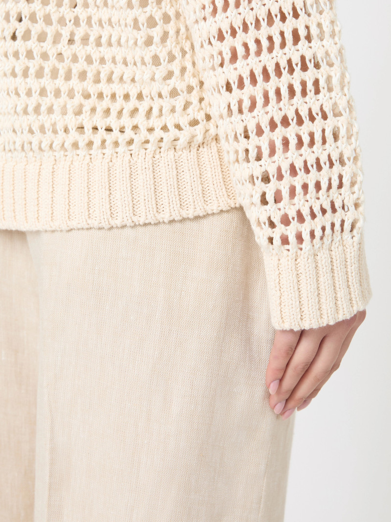 ONIRICA Linen and cotton yarn mesh jumper - ECRU 6
