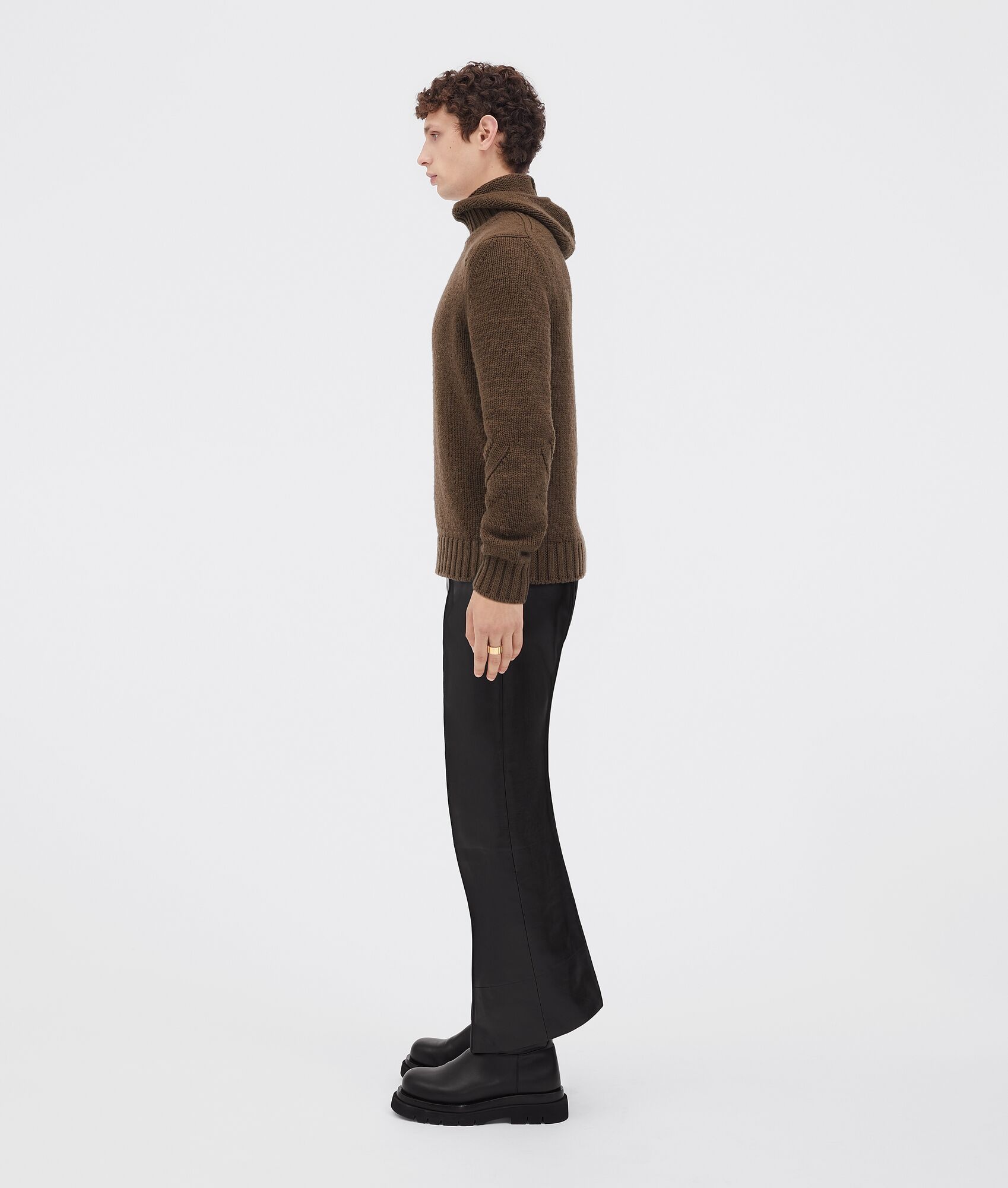 wool and cashmere textured hooded jumper - 2