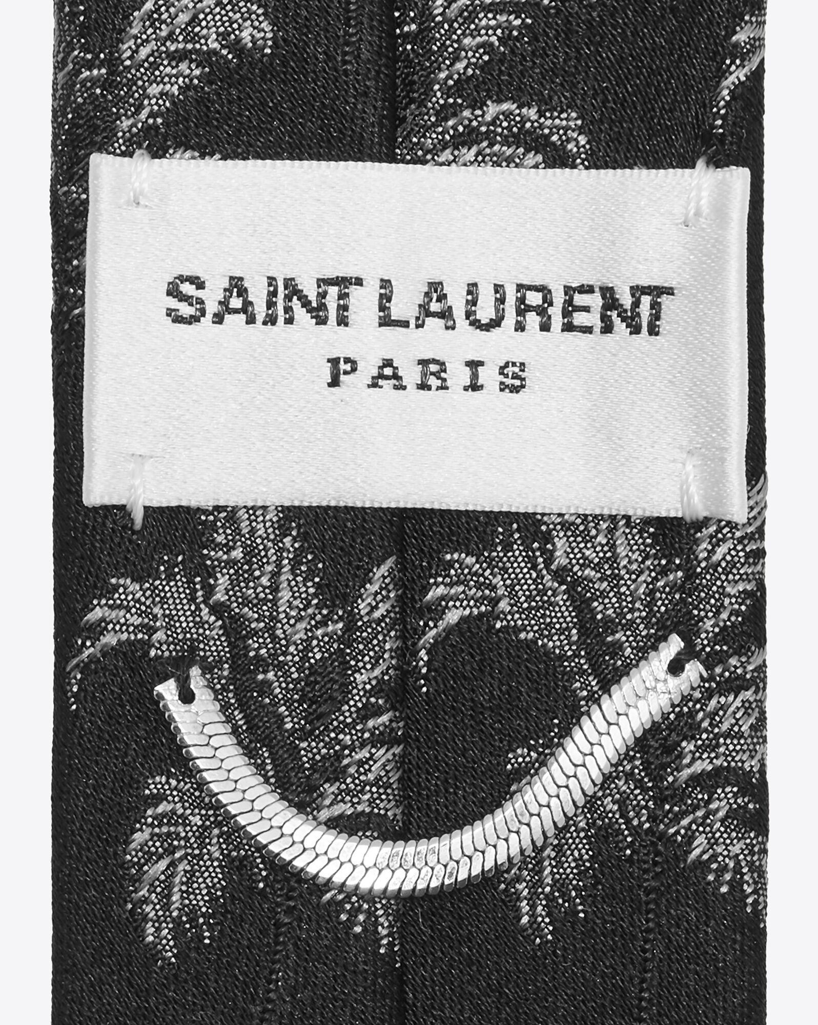 narrow tie in lamé silk palm jacquard - 3