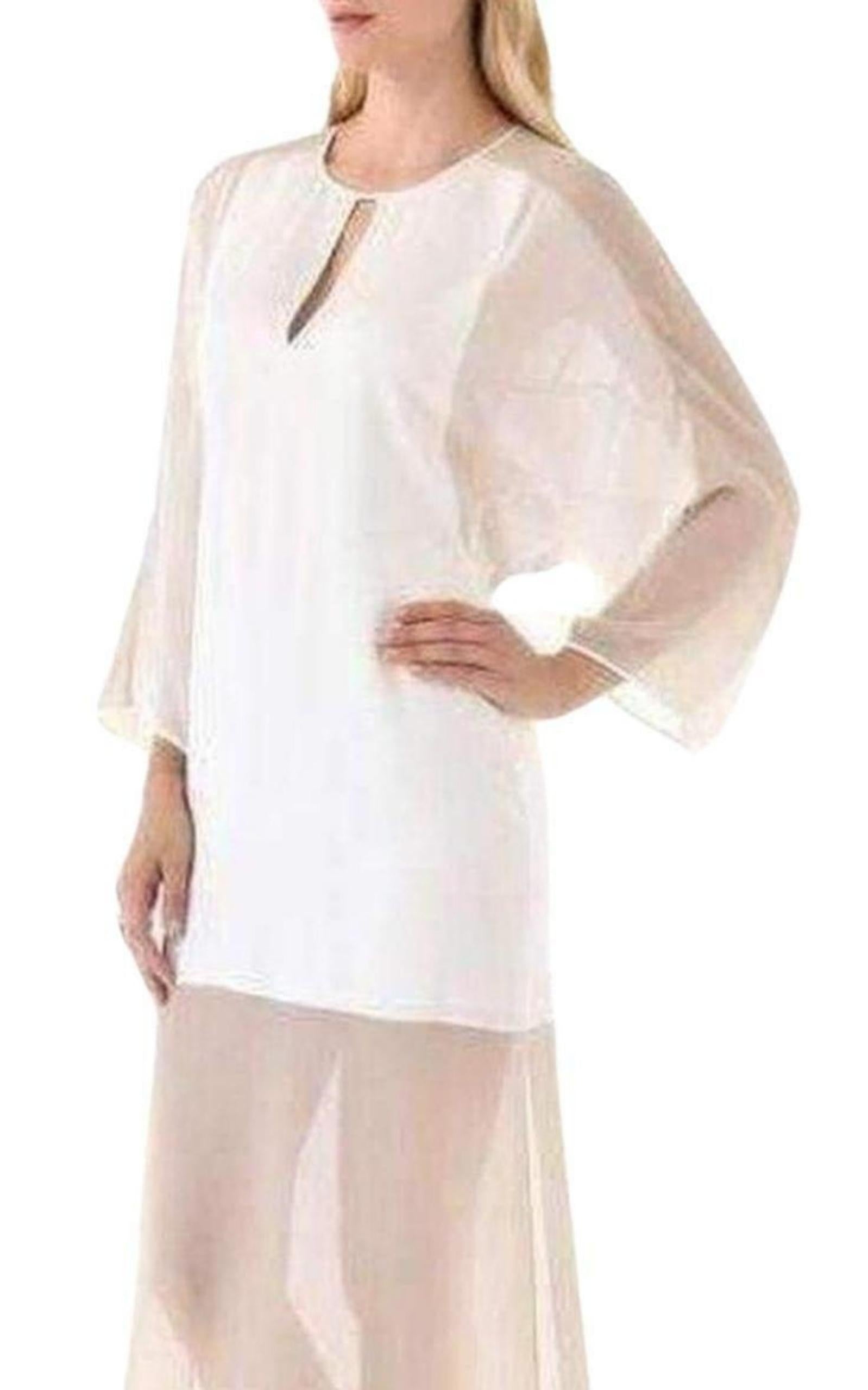 BCBGMAXAZRIA - Sheer Chiffon Panels Silk Dress - 3