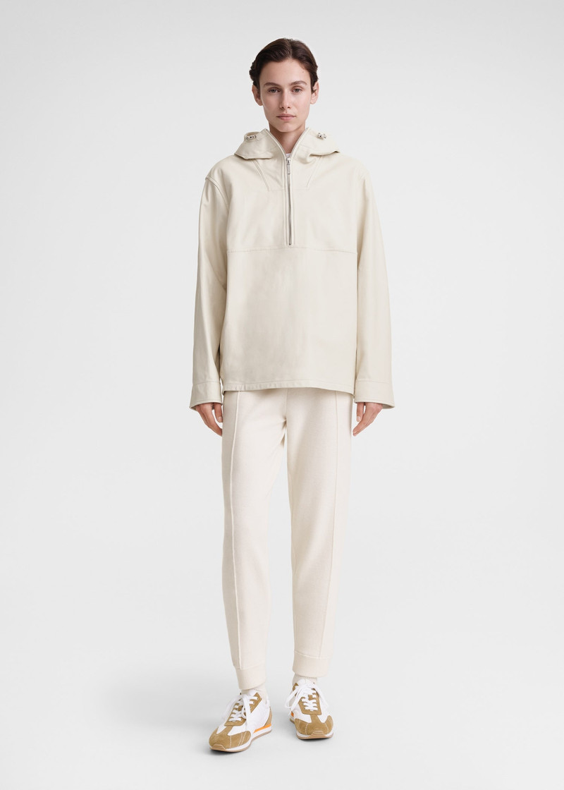 Totême Half-zip leather anorak macadamia outlook