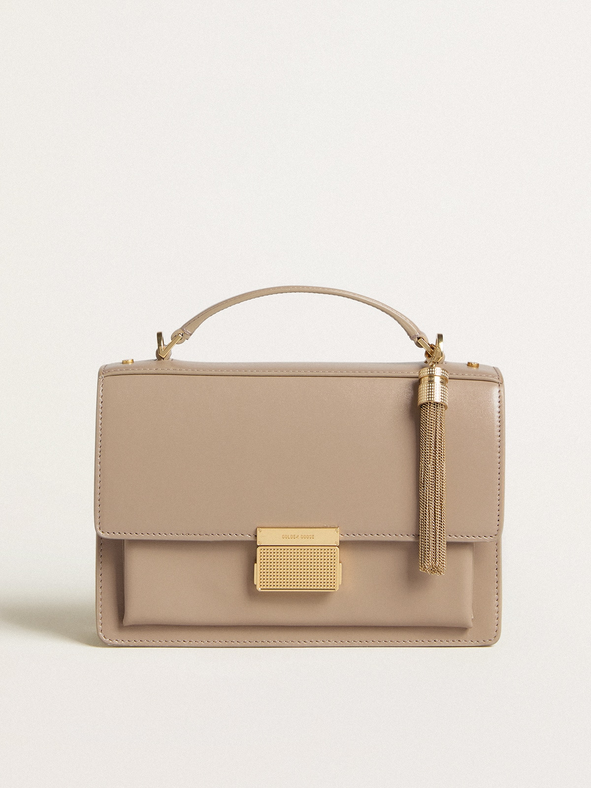Venezia Bag in beige boarded leather with gold details - 7