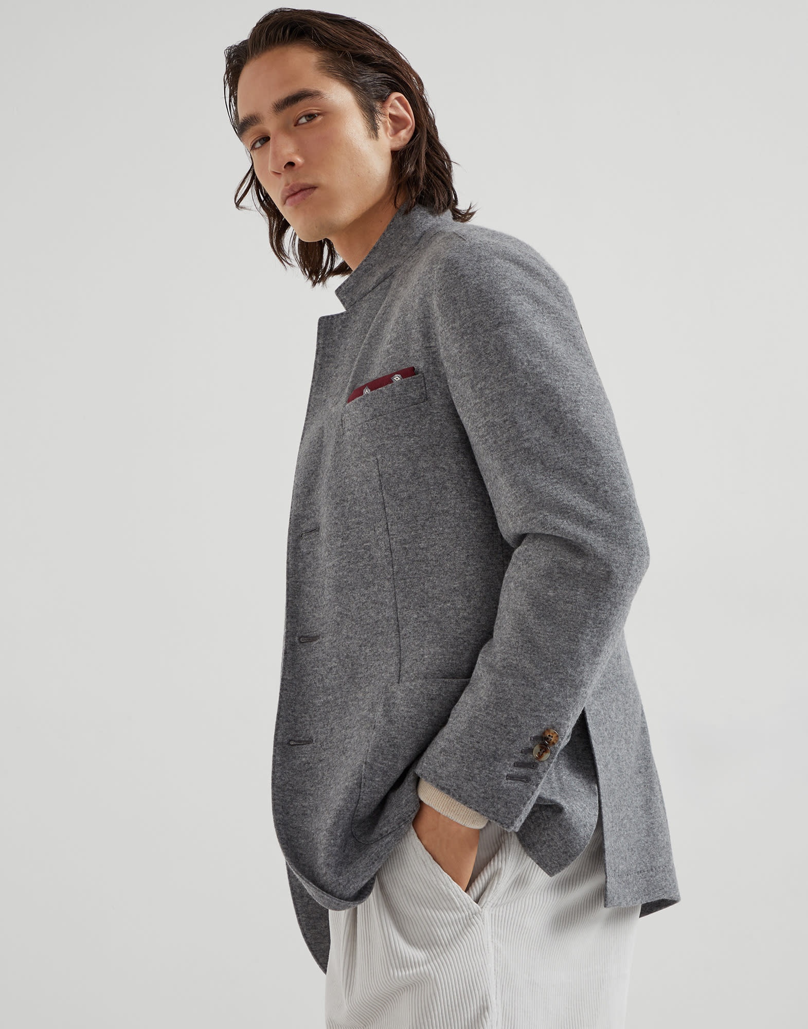 Cashmere jersey blazer with patch pockets - 4