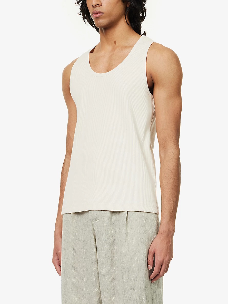 Scoop-neck ribbed stretch-cotton tank top - 3