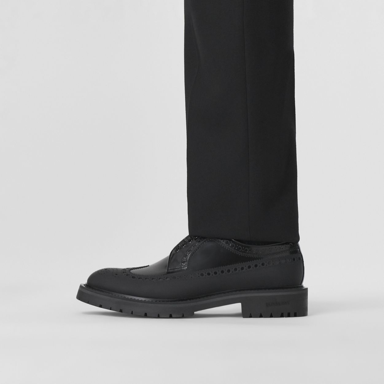 Brogue Detail Leather Derby Shoes - 3