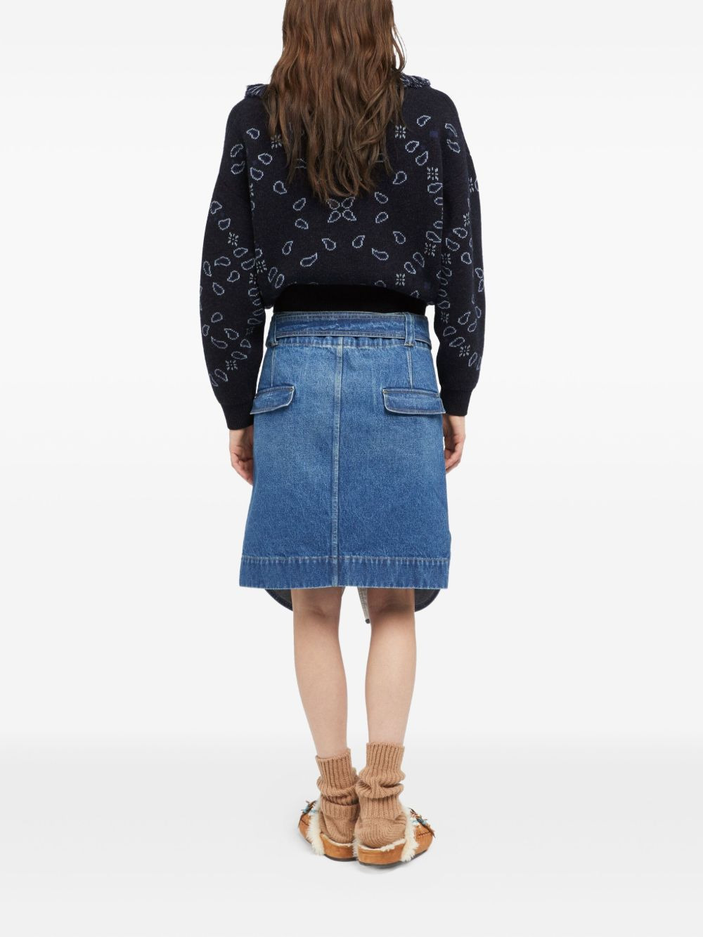 bandana-jacquard fringed cardigan - 4