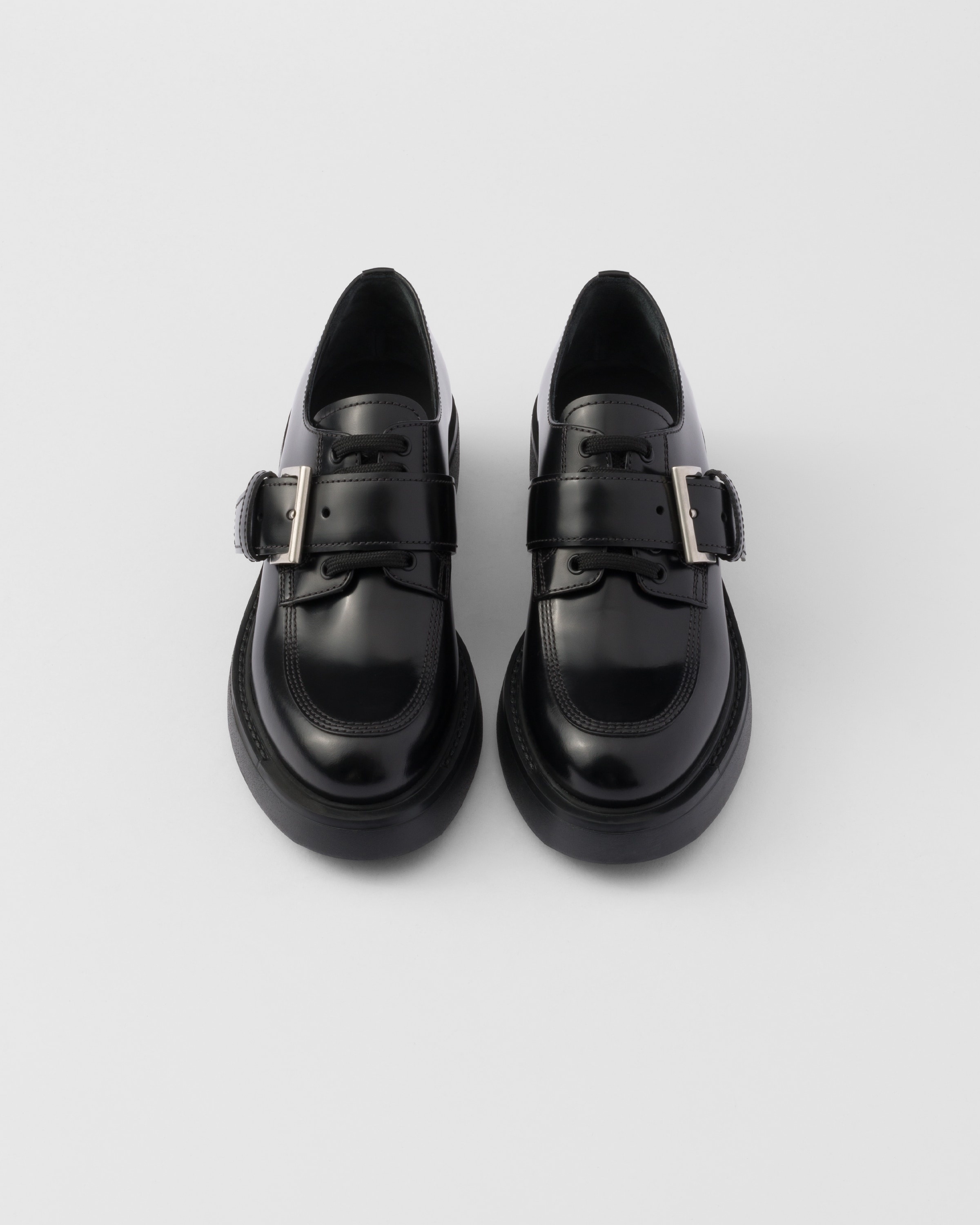 Brushed leather lace-up shoes - 4