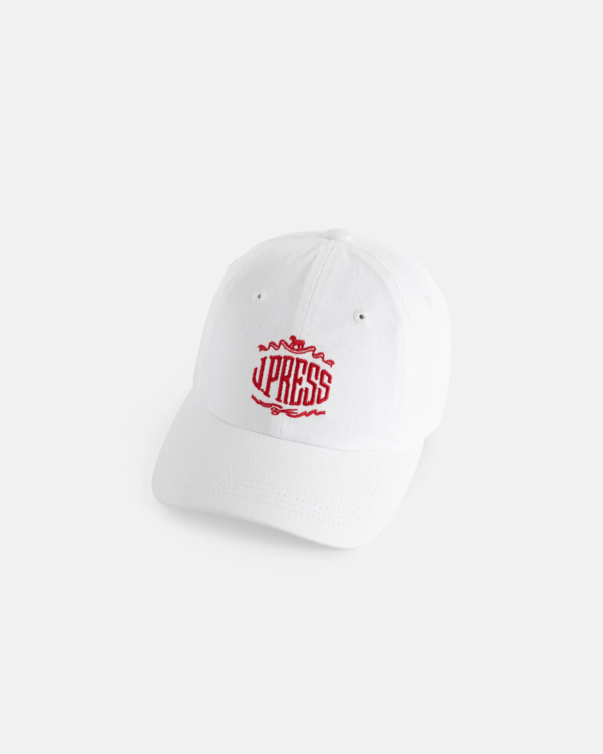 MADE-IN-USA WHITE J. PRESS EMBROIDERED LOGO DAD HAT - 1