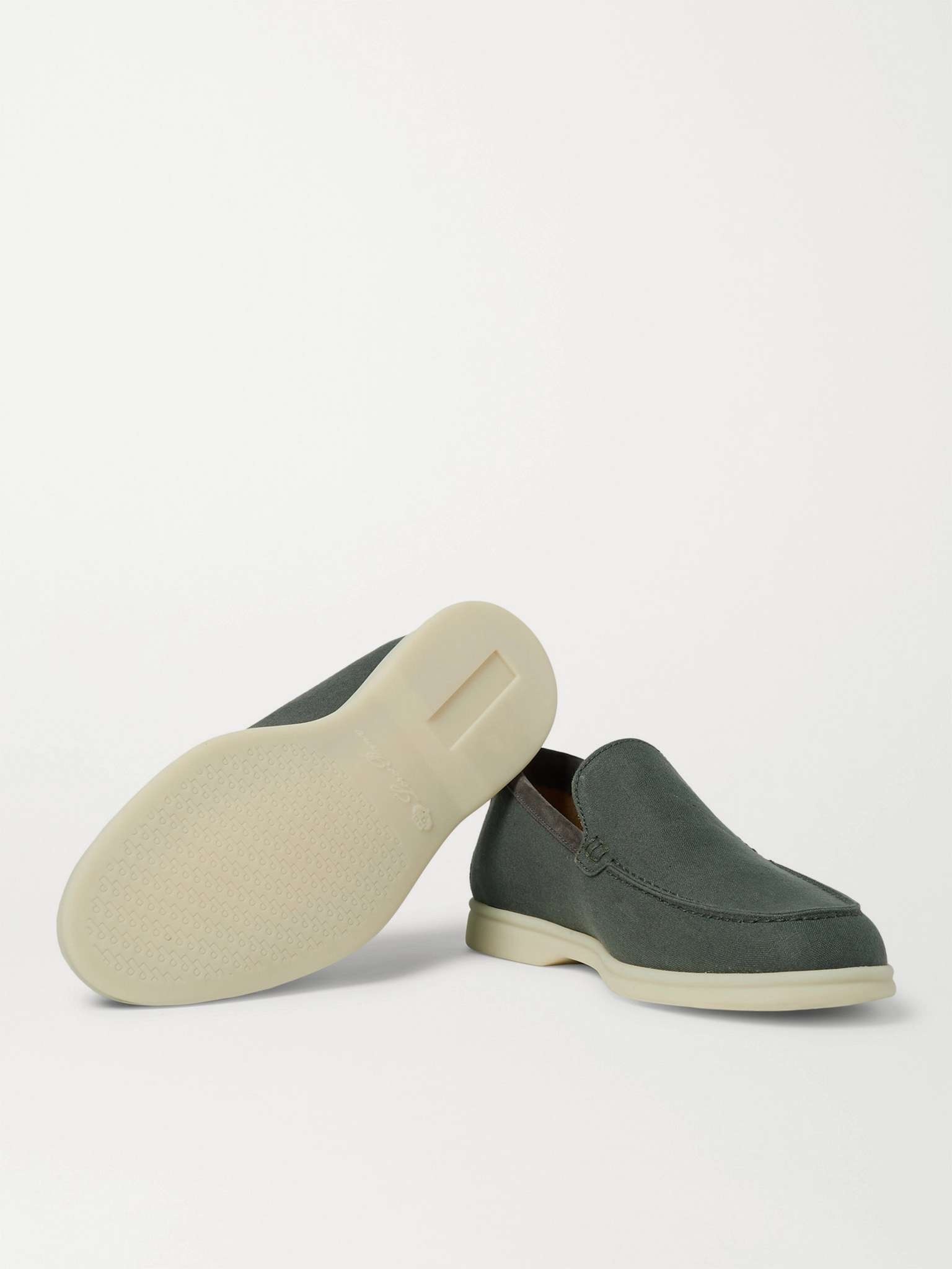 Summer Walk Suede-Trimmed Linen Loafers - 7