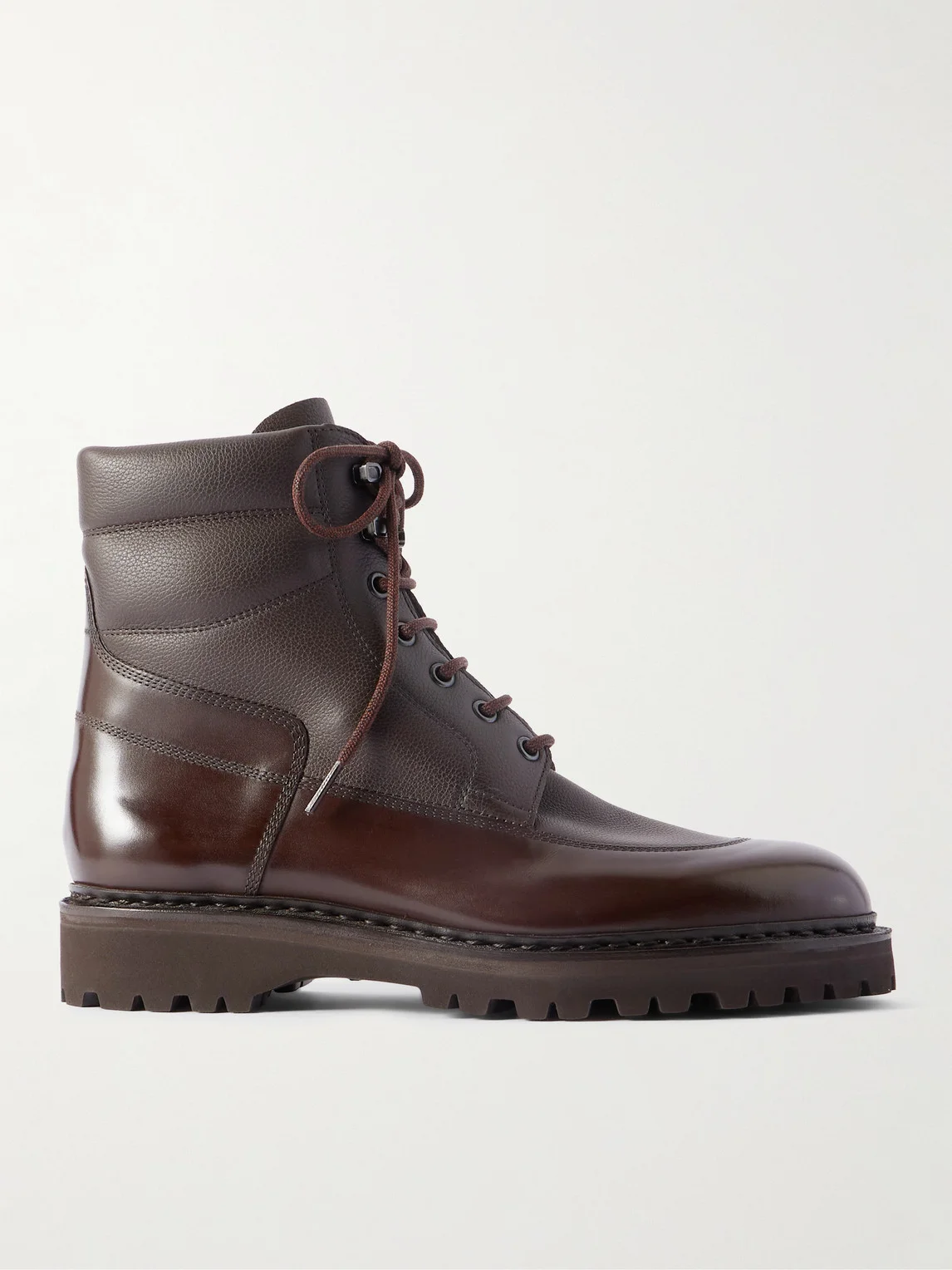 Peak Panelled Leather Boots - 1